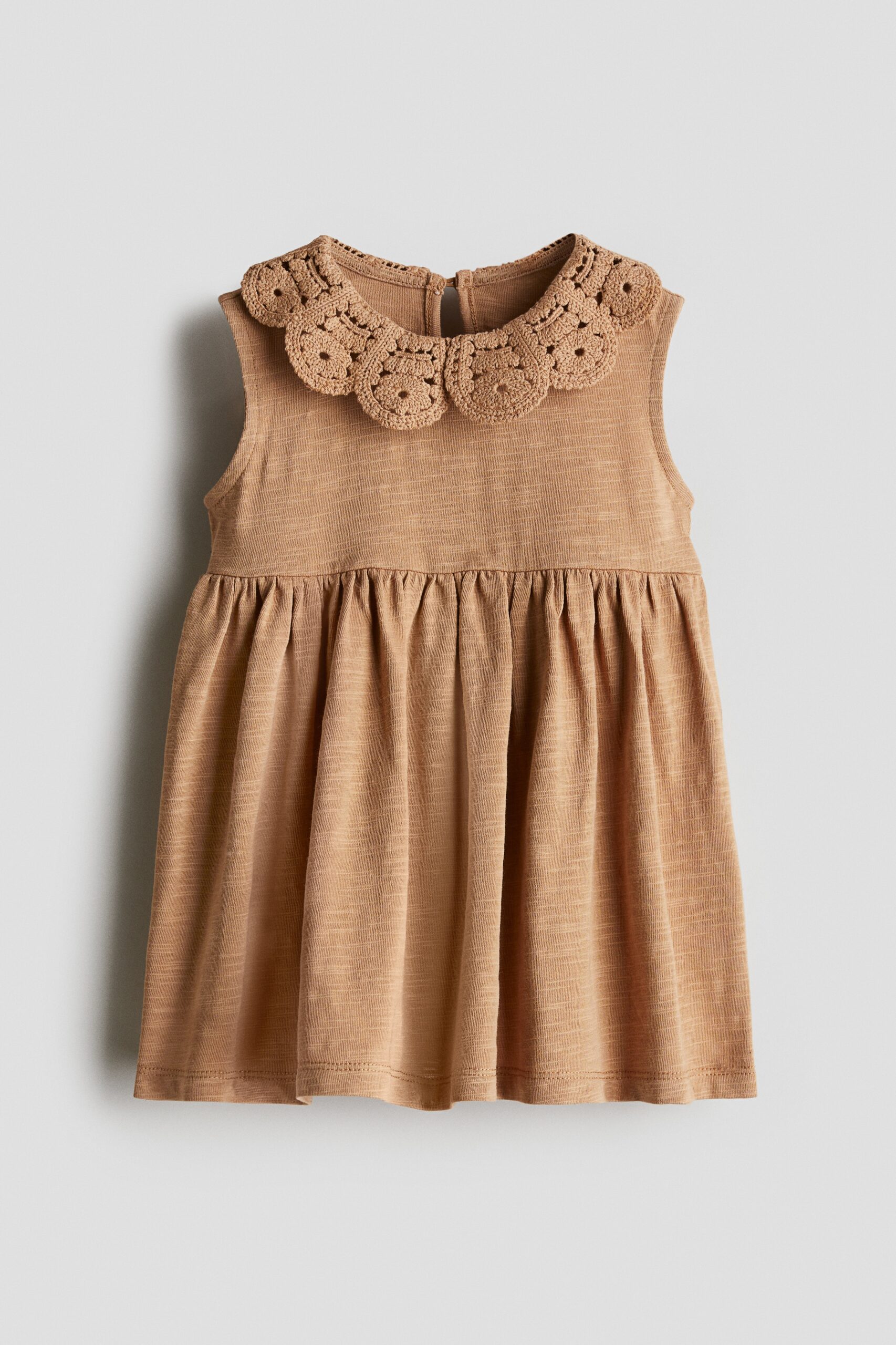 H & M - Tricot jurk met kraag - Beige
