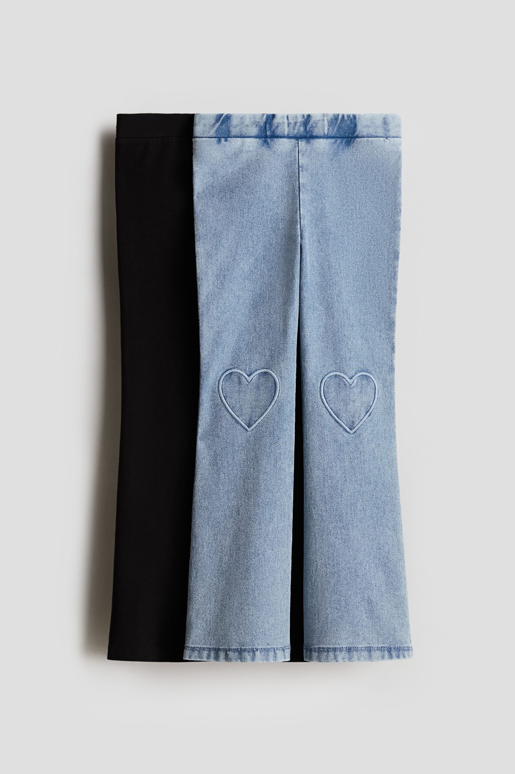 H & M - Set van 2 flared jeggings - Zwart/Lichtblauw