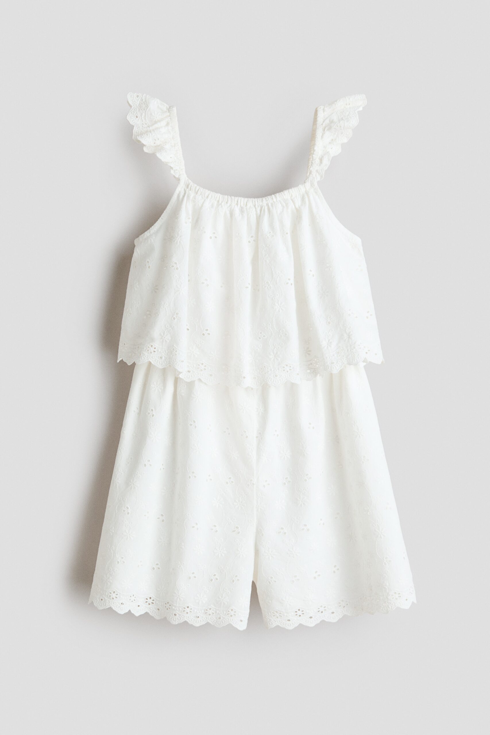 H & M - Katoenen jumpsuit met broderie anglaise - Wit