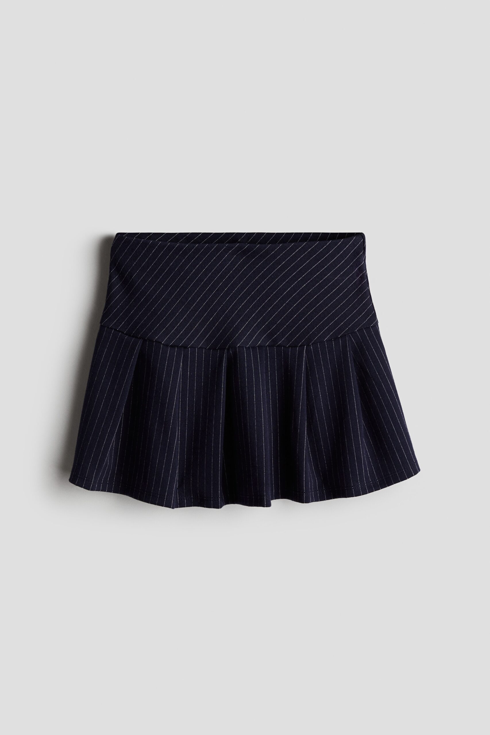 H & M - Plooirok - Marineblauw/Krijtstrepen
