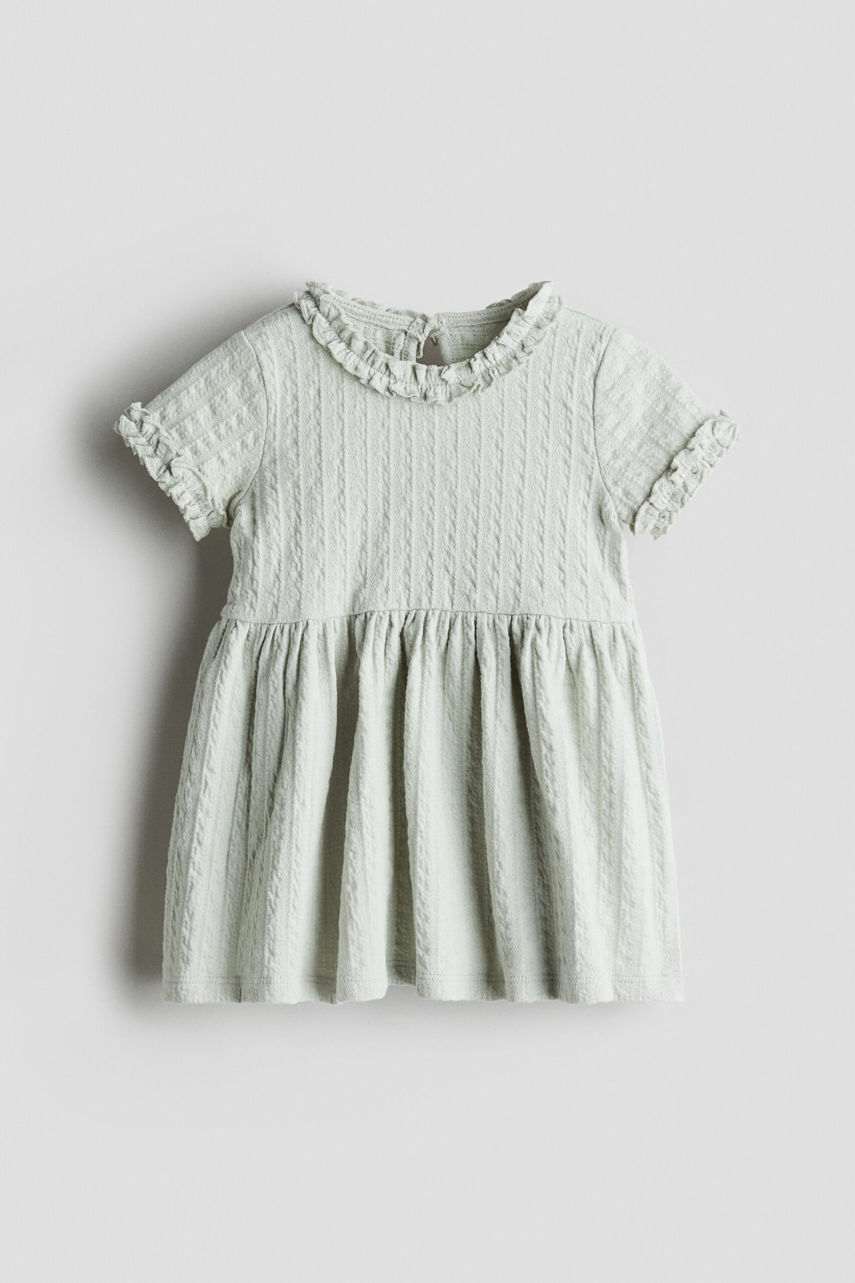 H & M - Jurk van jacquardtricot met volants - Dusty Lichtgroen