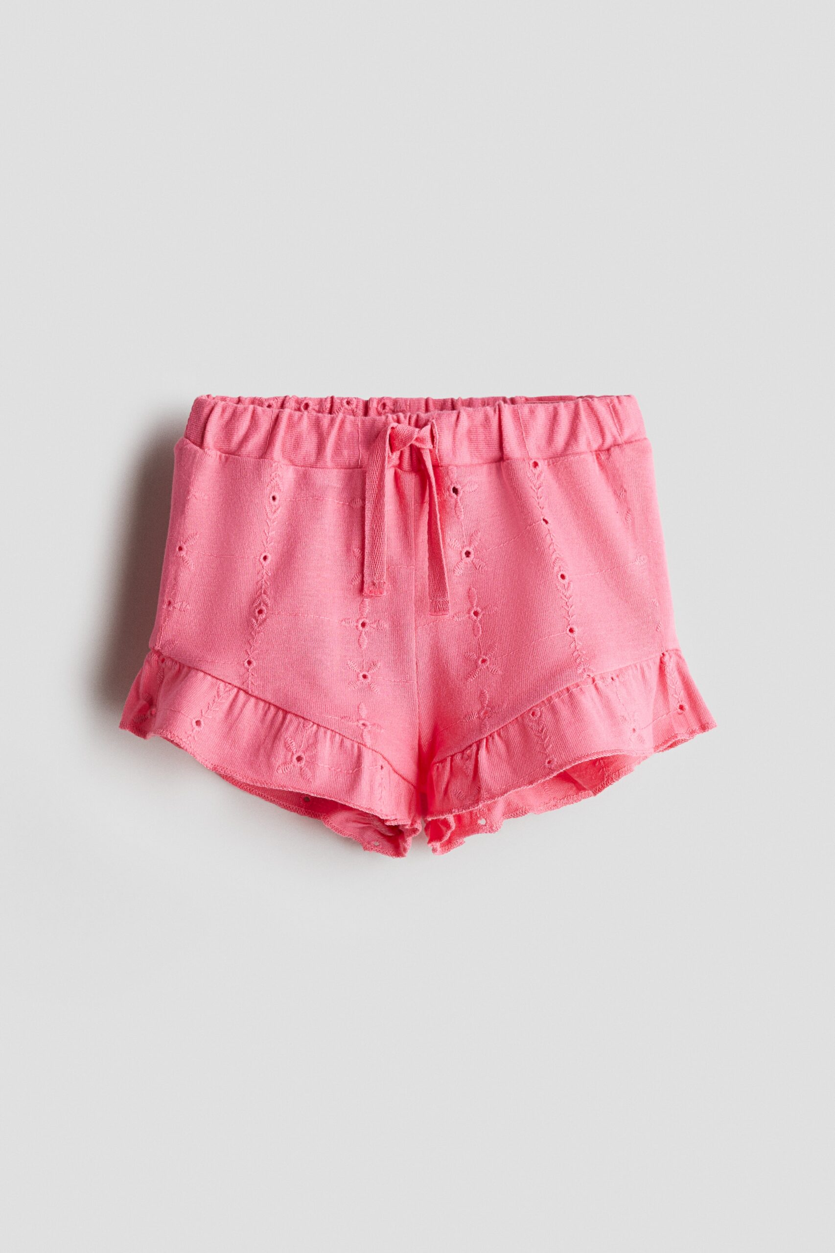 H & M - Tricot short met broderie anglaise - Frambozenroze