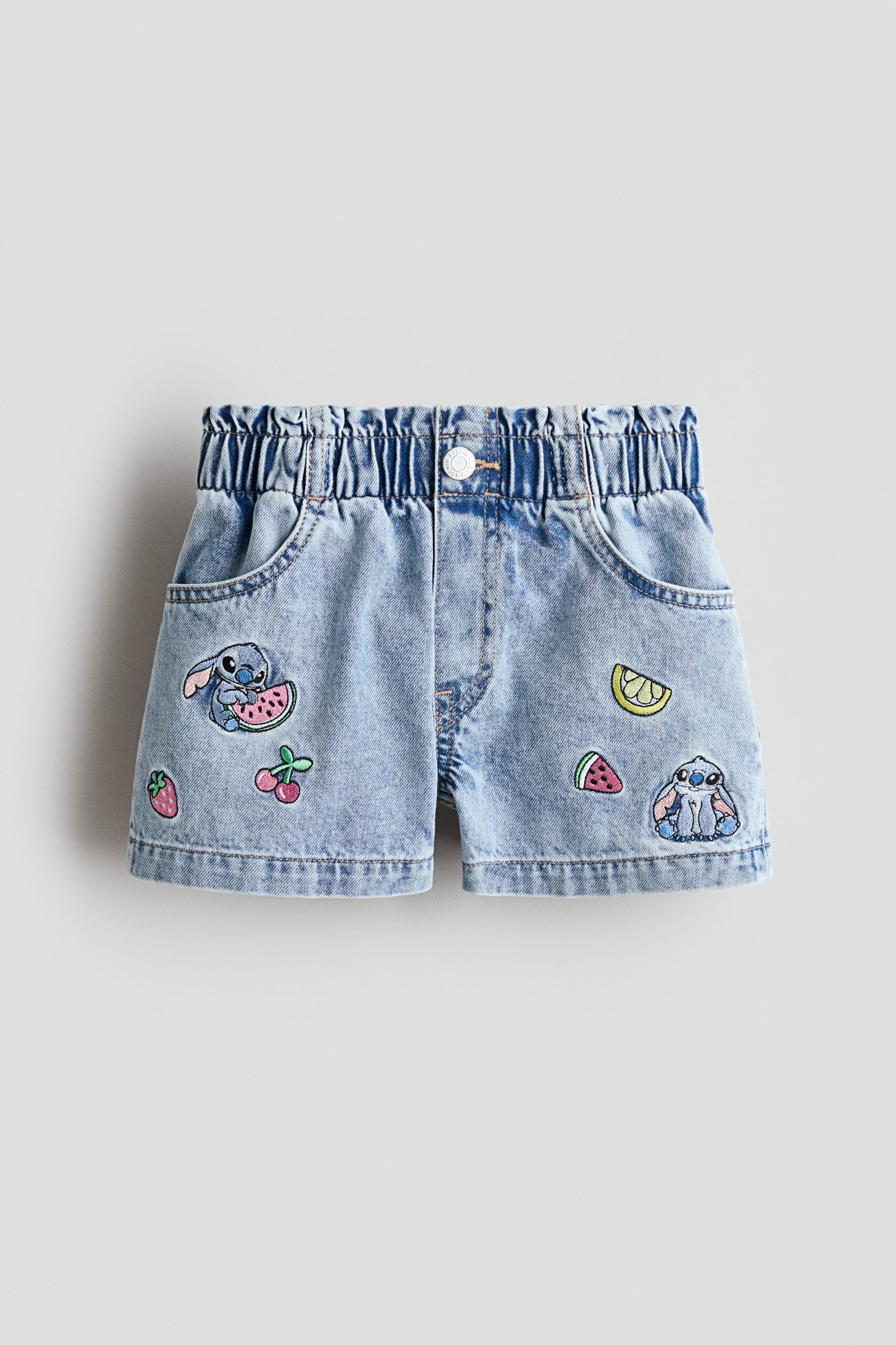 H & M - Denim short - Loose Fit - Licht Denimblauw/Lilo & Stitch