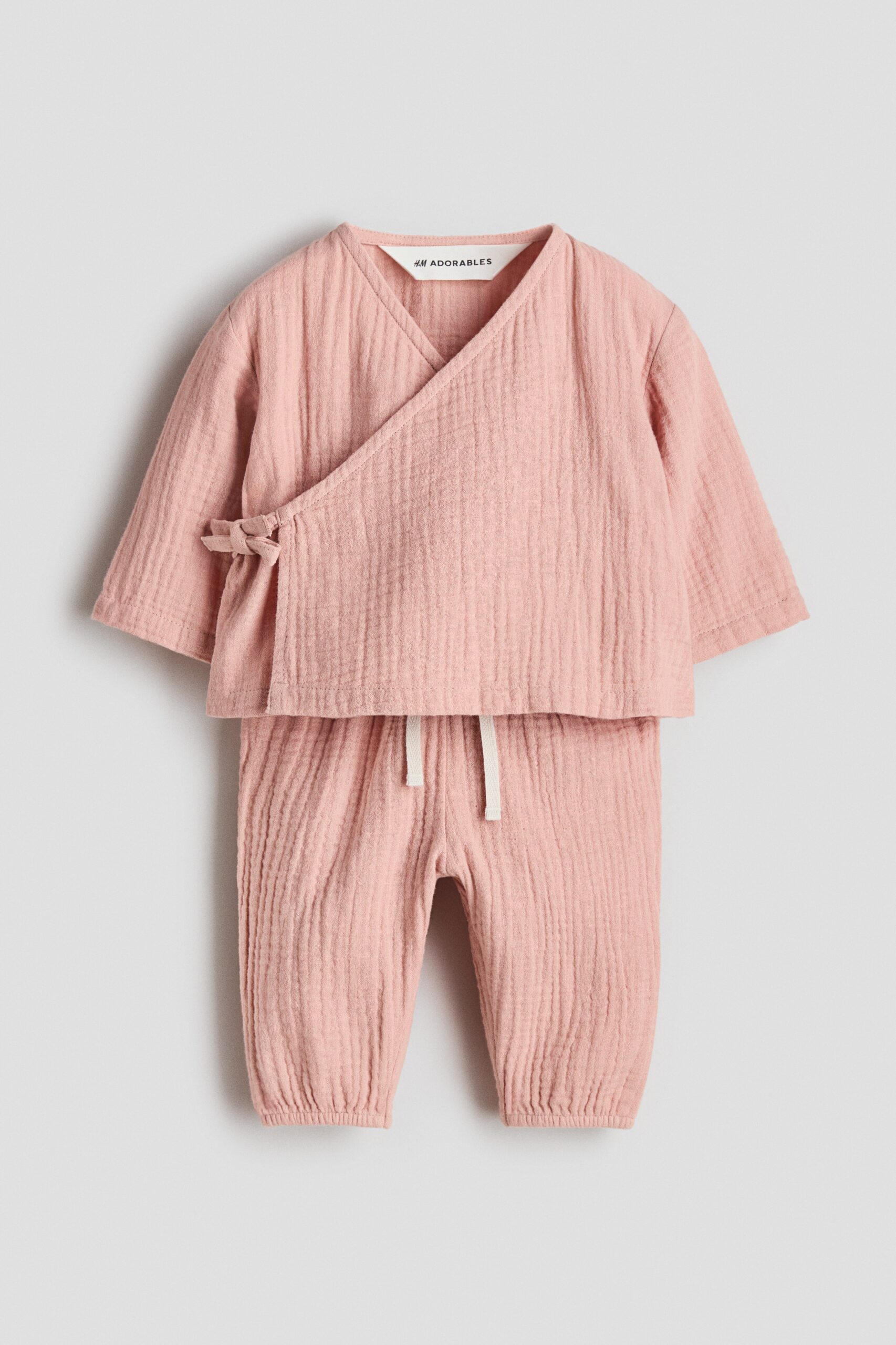 H & M - Tweedelige set van katoenen mousseline - Perzikroze