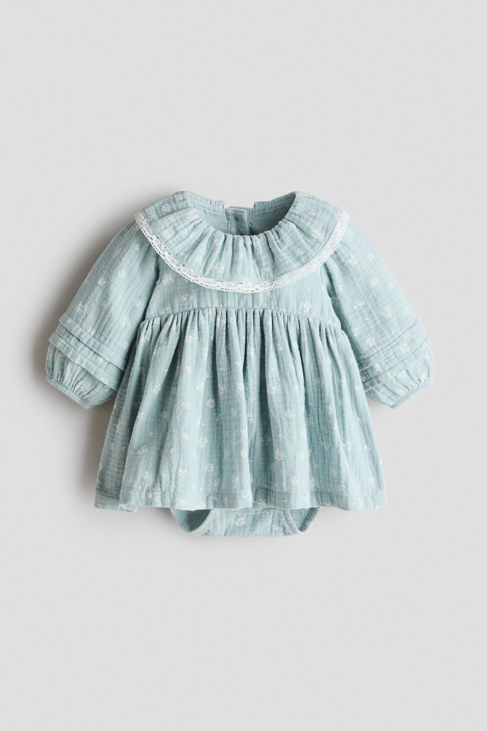 H & M - Romperjurk van katoenen mousseline - Lichtturkoois/Bloemen