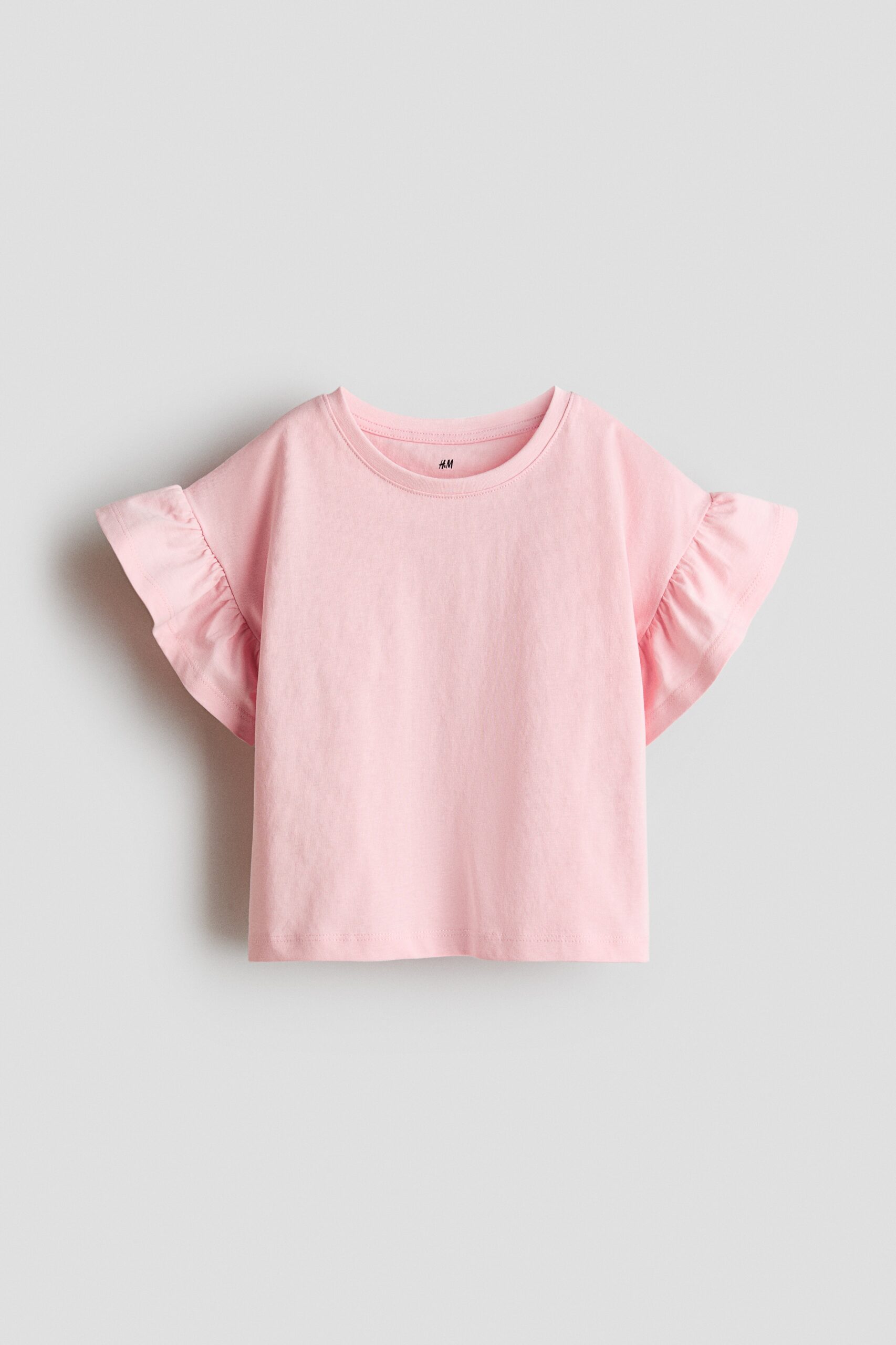 H & M - Top met volantmouwen - Lichtroze