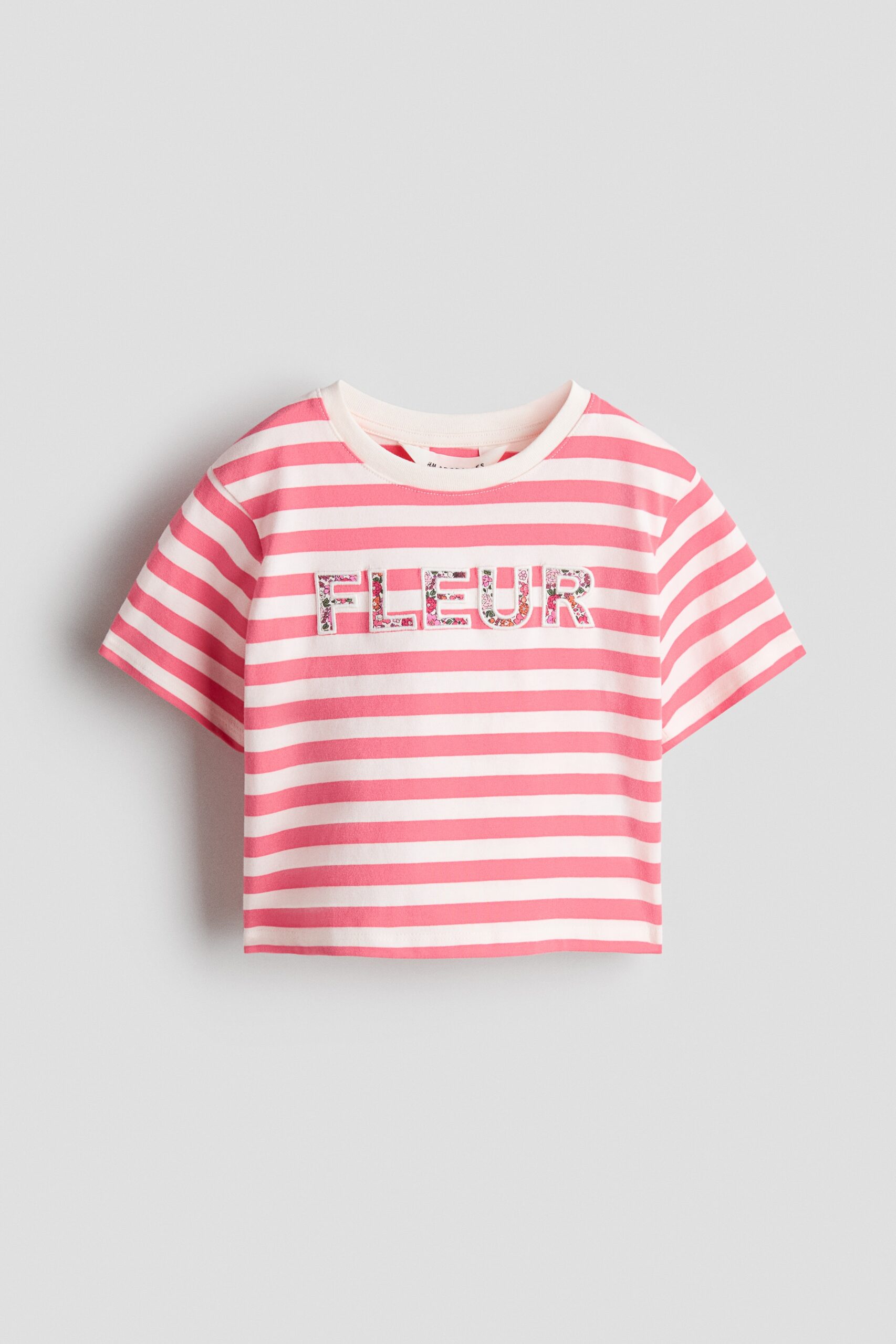 H & M - Katoenen T-shirt met applicaties - Frambozenroze/Fleur