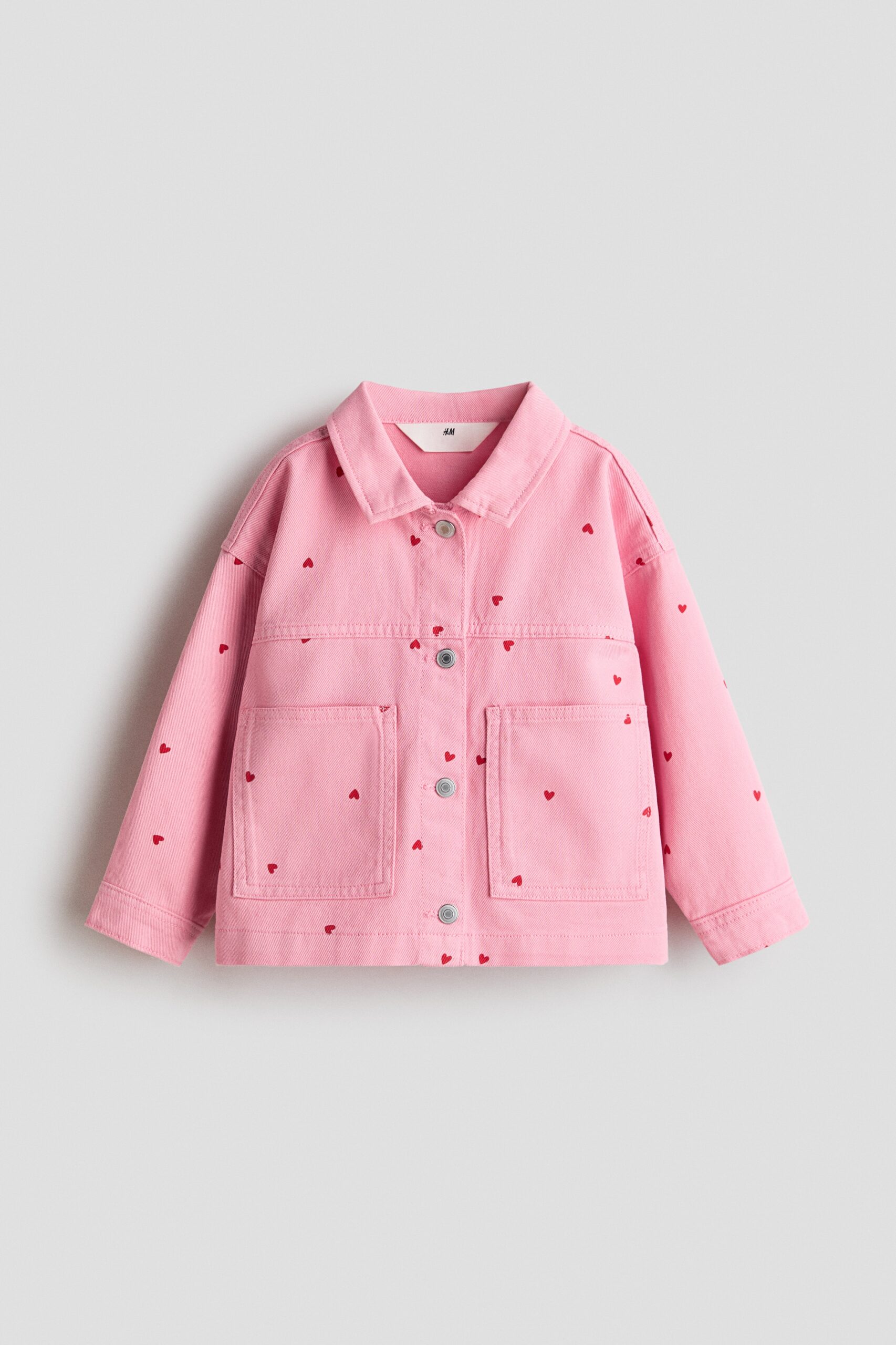 H & M - Twill jack met dessin - Roze/Hartjes