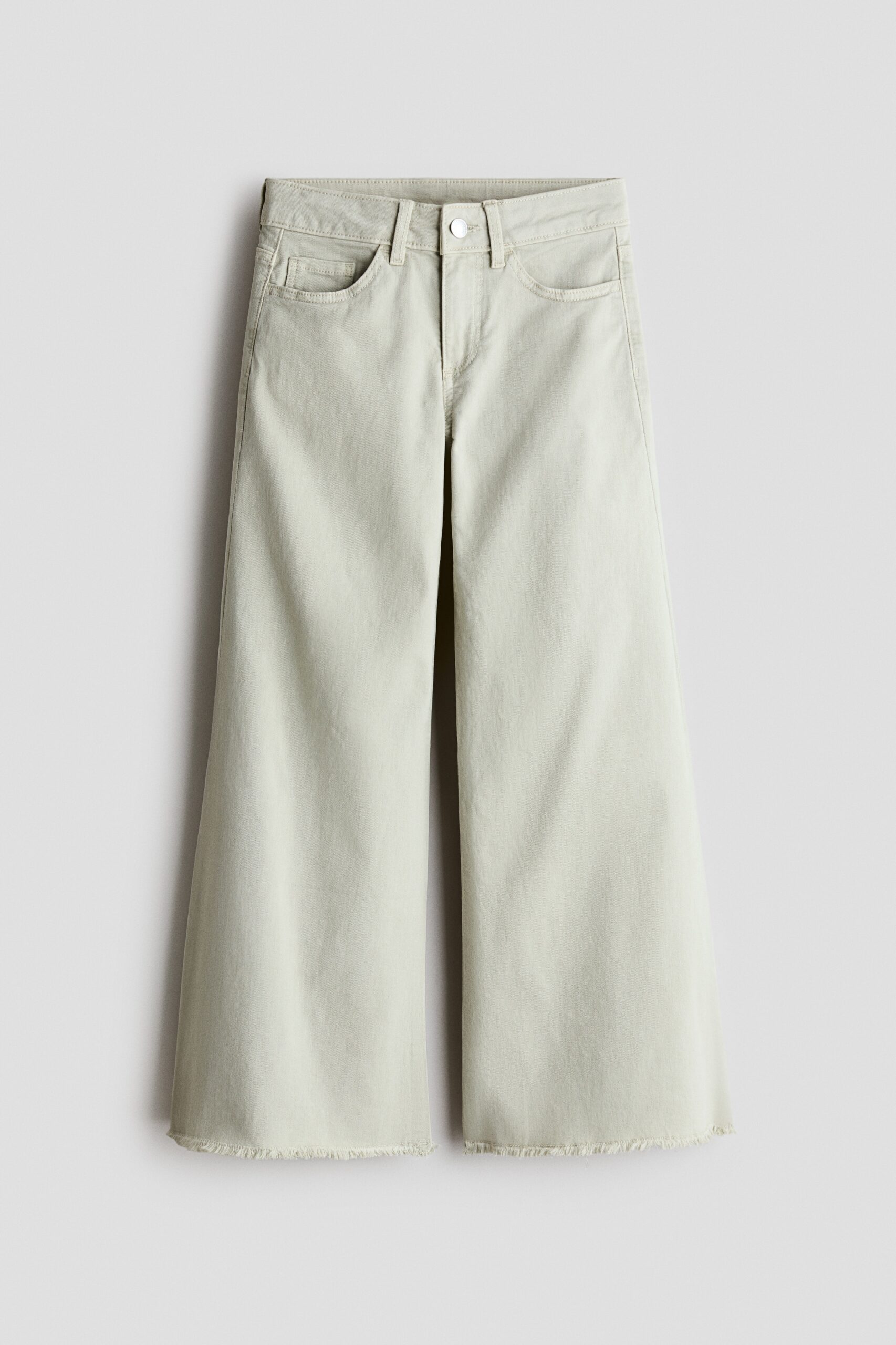 H & M - Twill broek met wijde pijpen - Licht Saliegroen