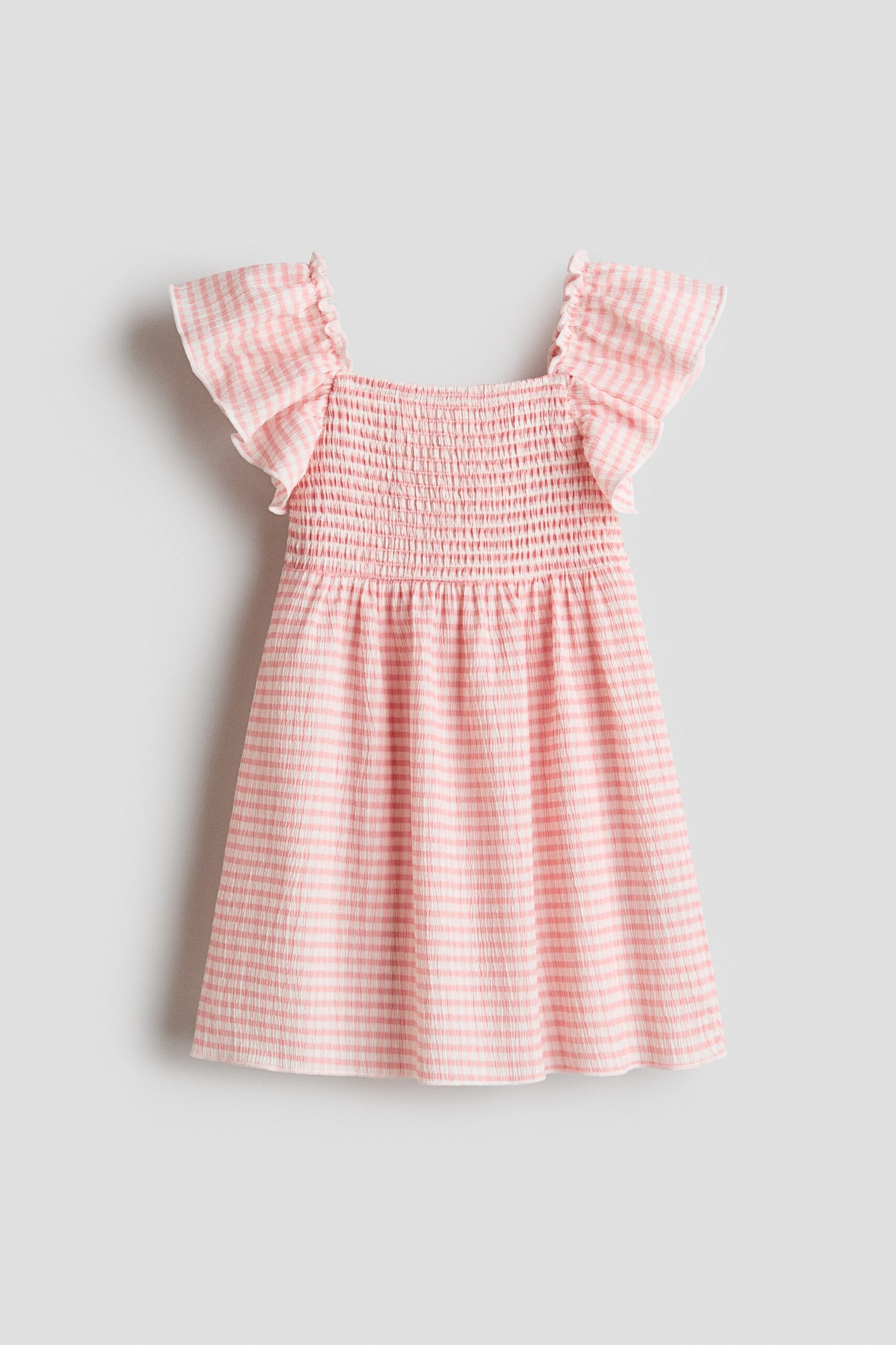 H & M - Jurk met smokwerk - Lichtroze/Gingham-Ruit