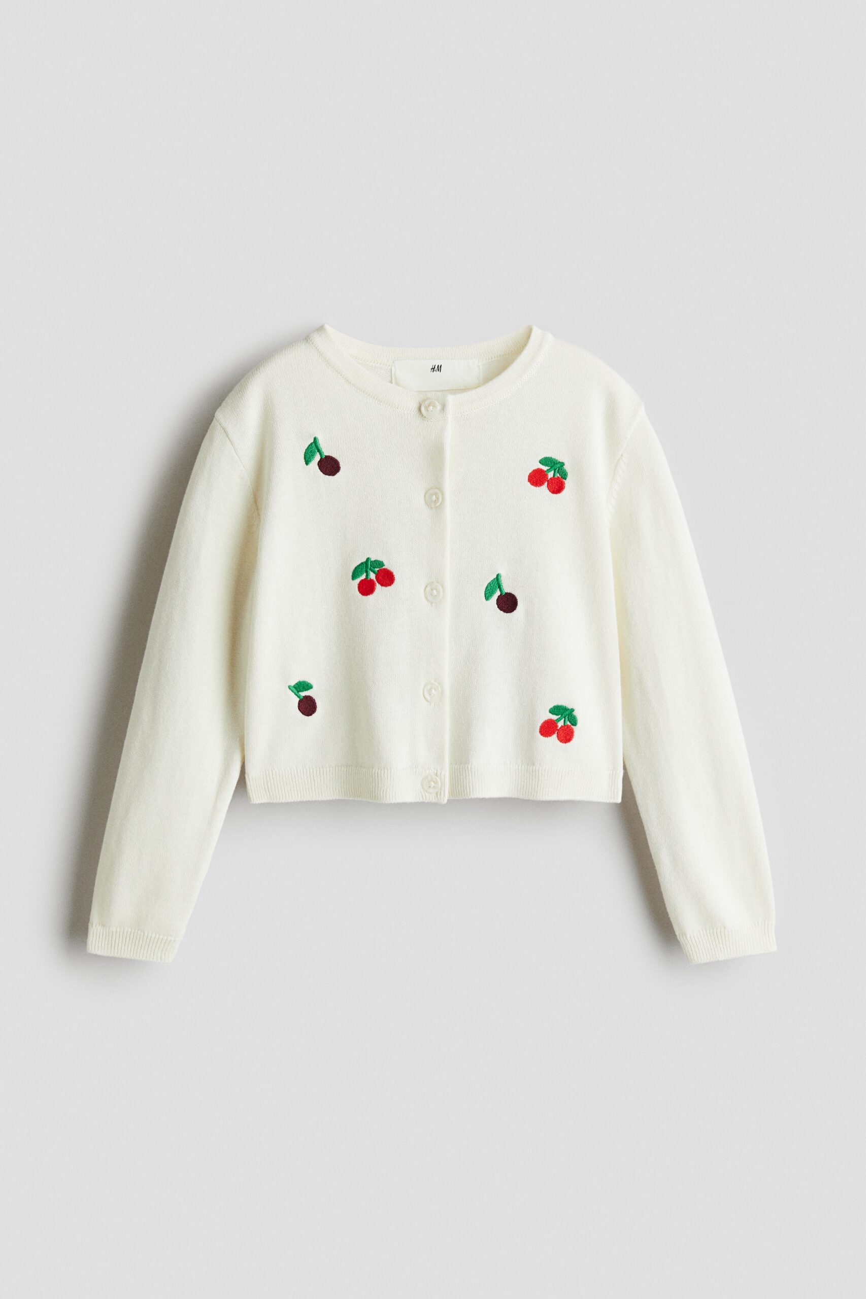 H & M - Katoenen vest met borduursel - Wit/Kersen