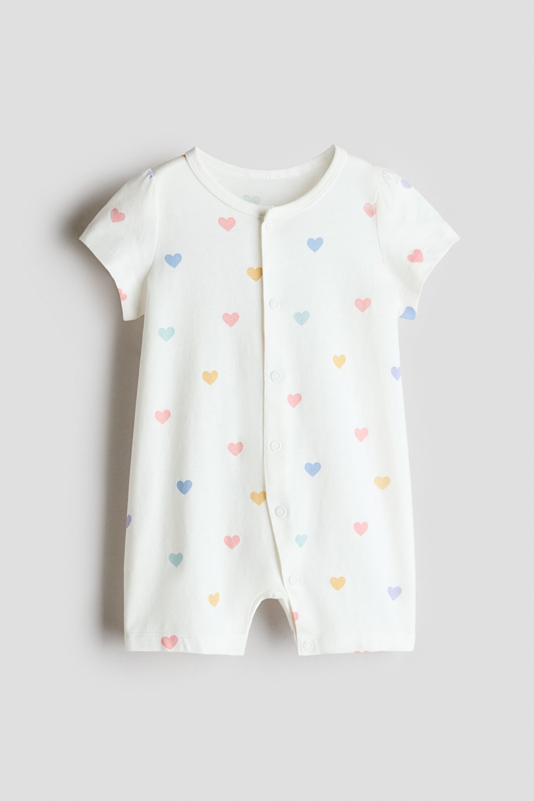 H & M - Kort katoenen pyjamapakje - Wit/Hartjes