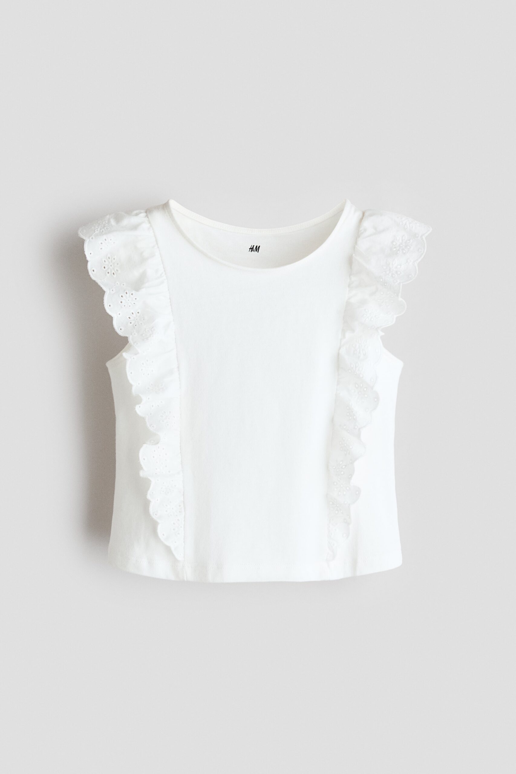 H & M - Katoenen top met volants - Wit