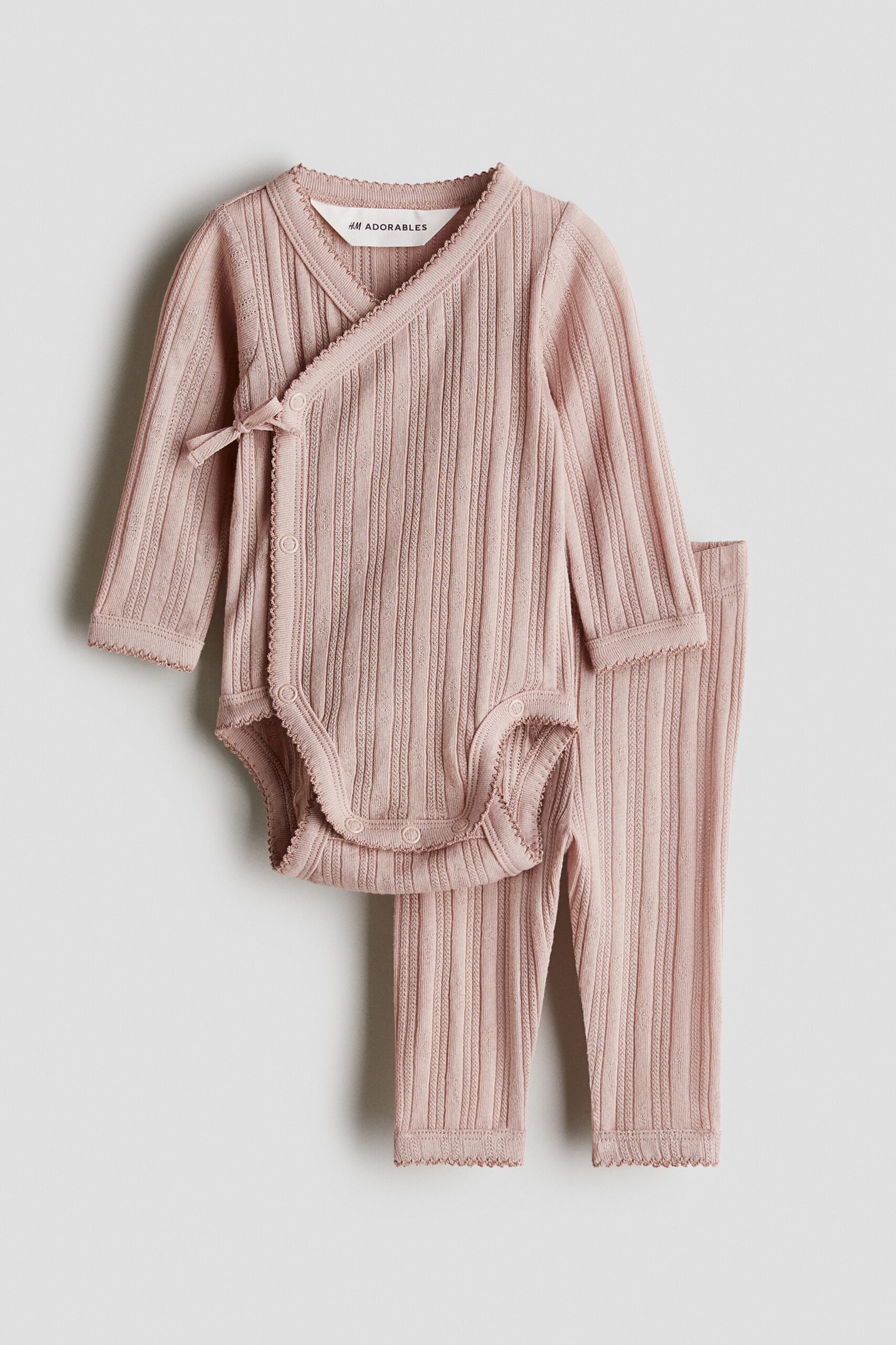 H & M - Tweedelige set met pointelledessin - Roze