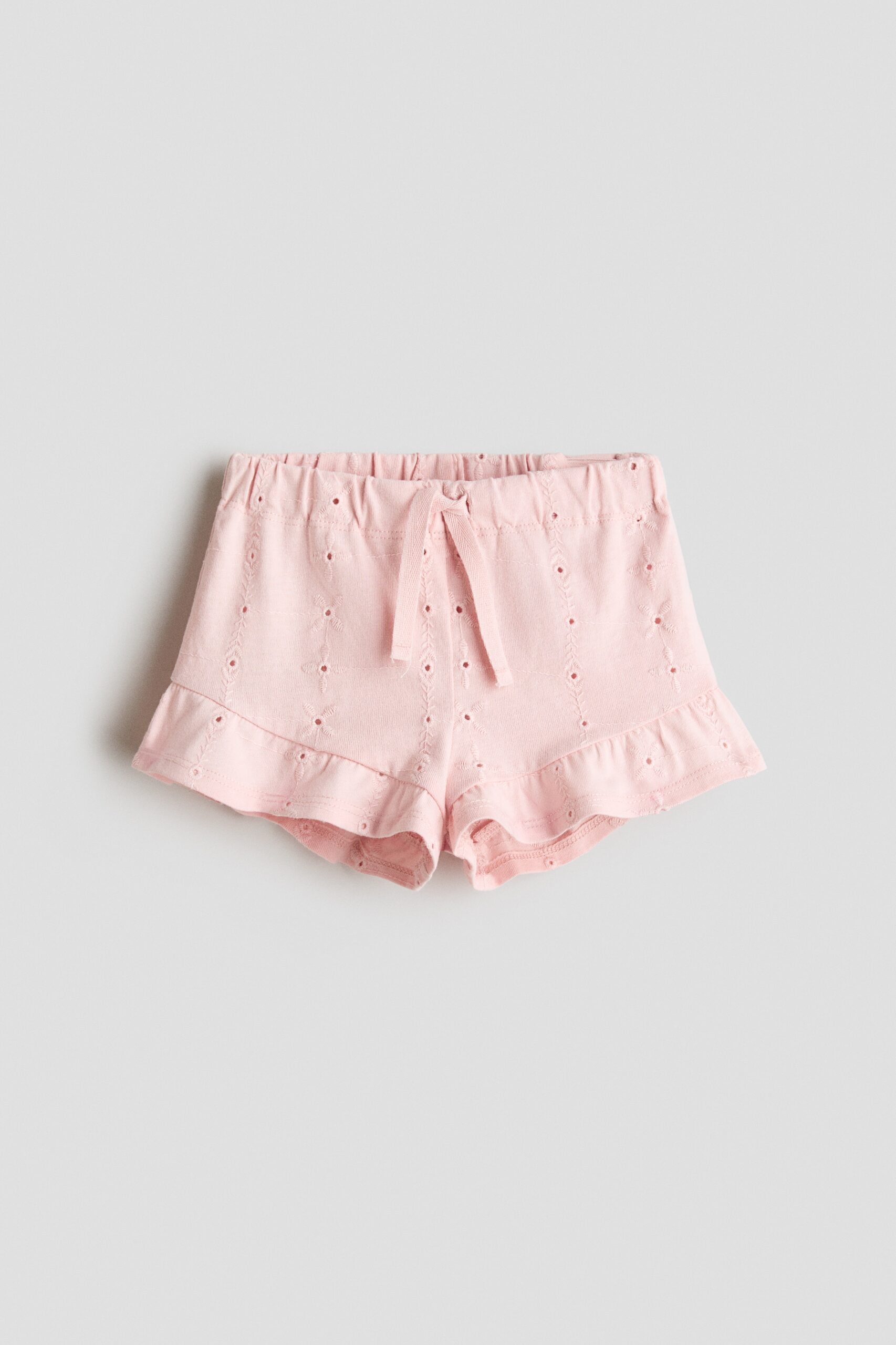 H & M - Short met broderie anglaise - Lichtroze