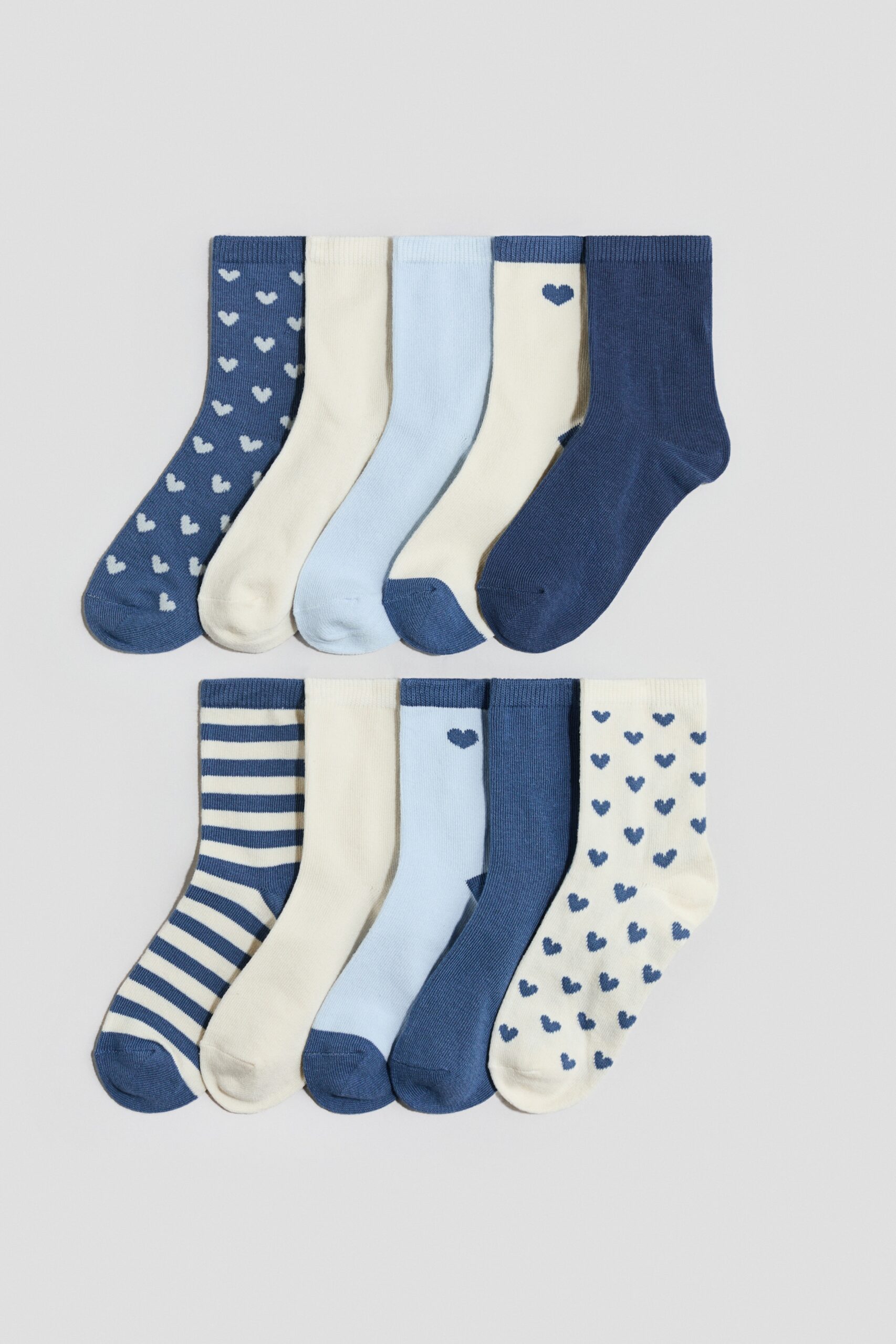 H & M - 10 paar sokken - Blauw/Hartjes