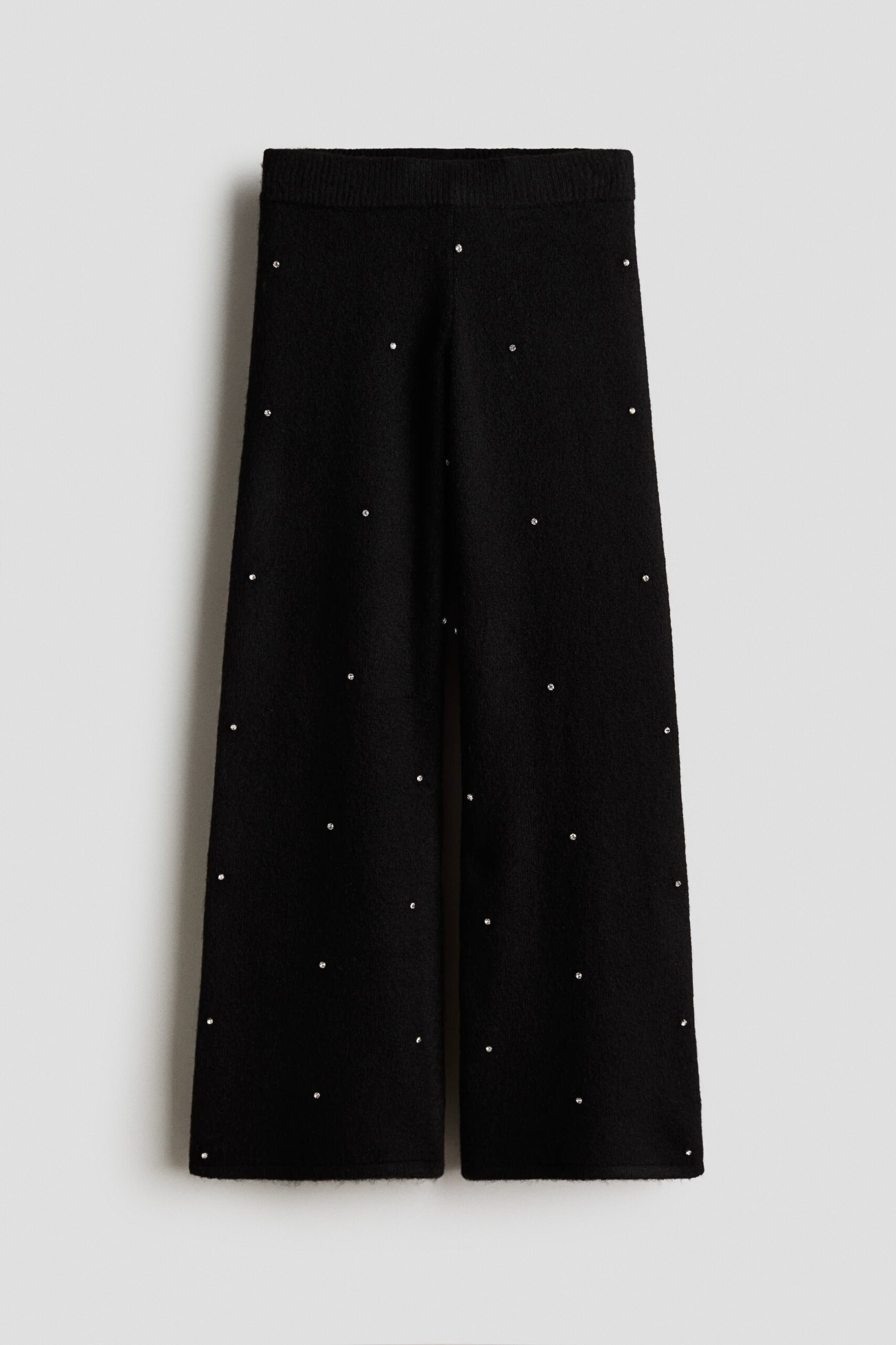 H & M - Gebreide broek met stras - Zwart