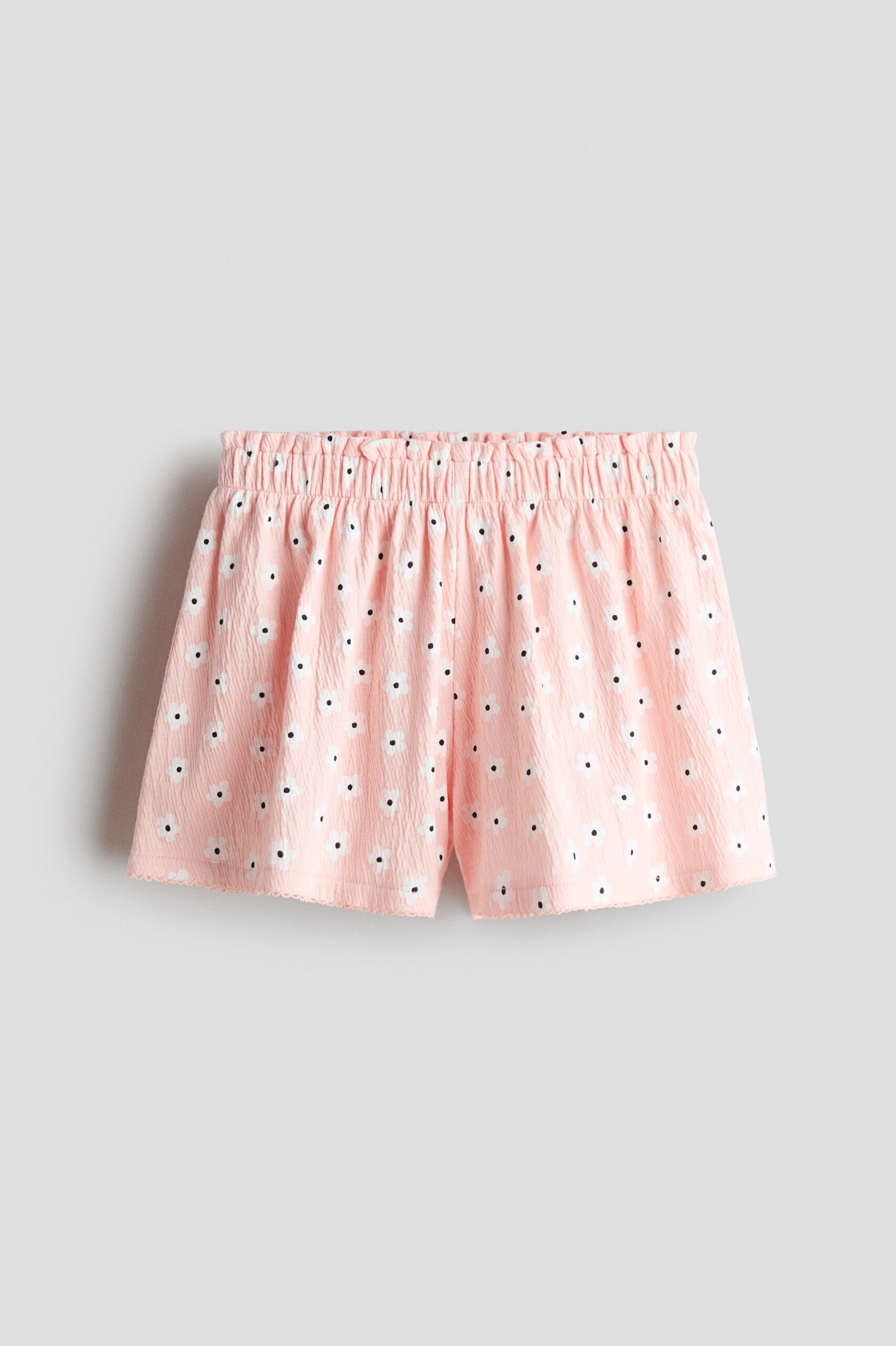 H & M - Tricot short van katoen met print - Lichtroze/Bloemen
