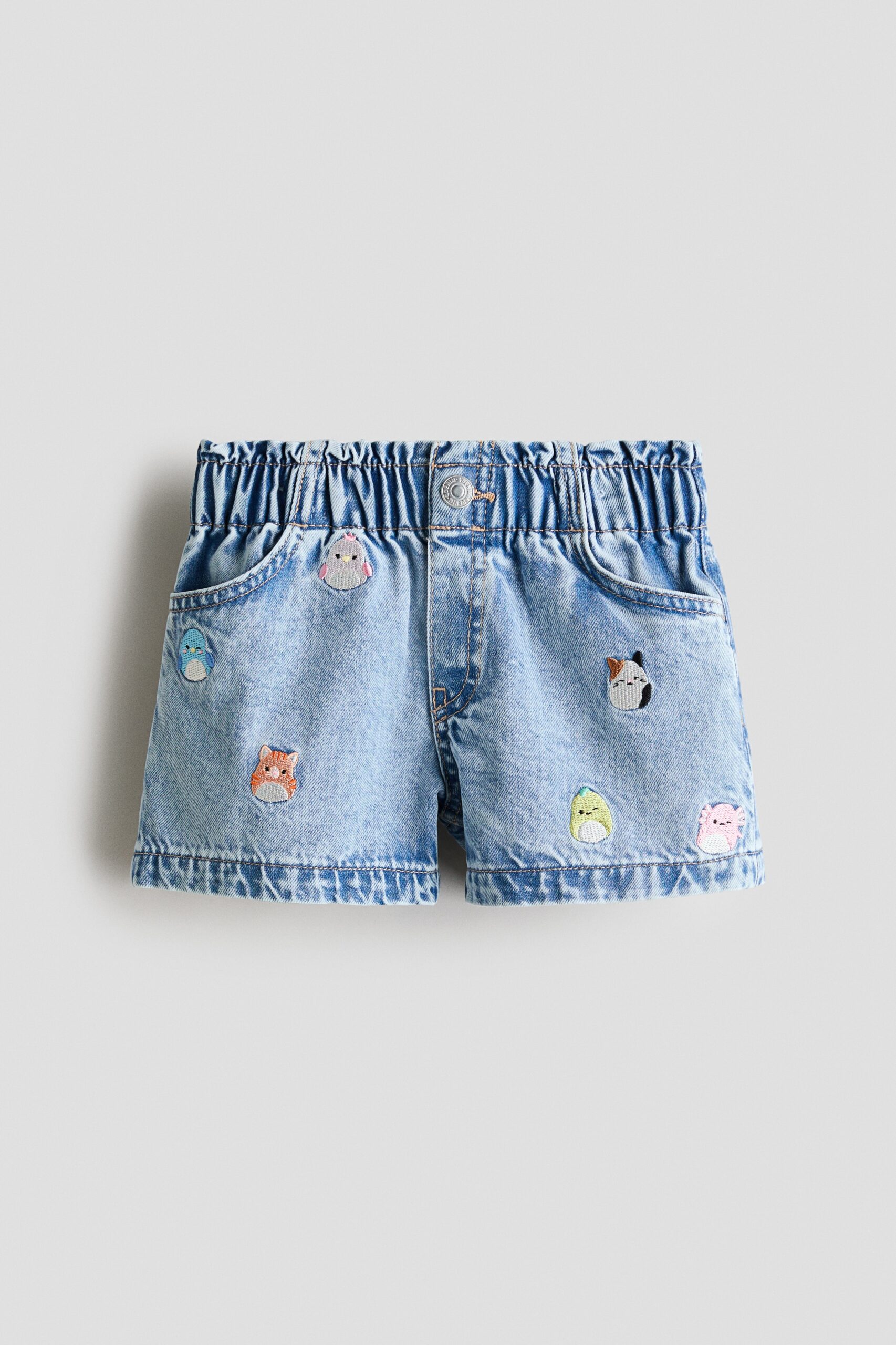H & M - Denim short - Loose Fit - Licht Denimblauw/Squishmallows