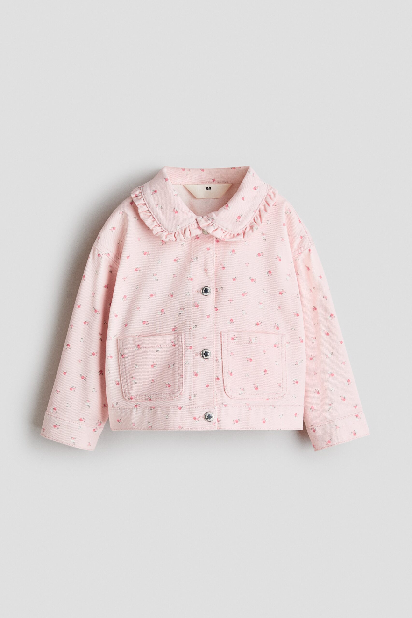 H & M - Jack van katoenen twill met volantrandje - Lichtroze/Bloemen
