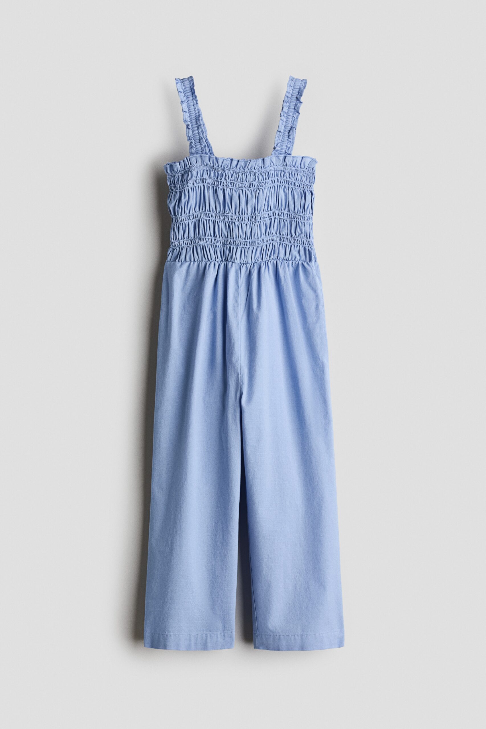 H & M - Katoenen jumpsuit met smokwerk - Lichtblauw