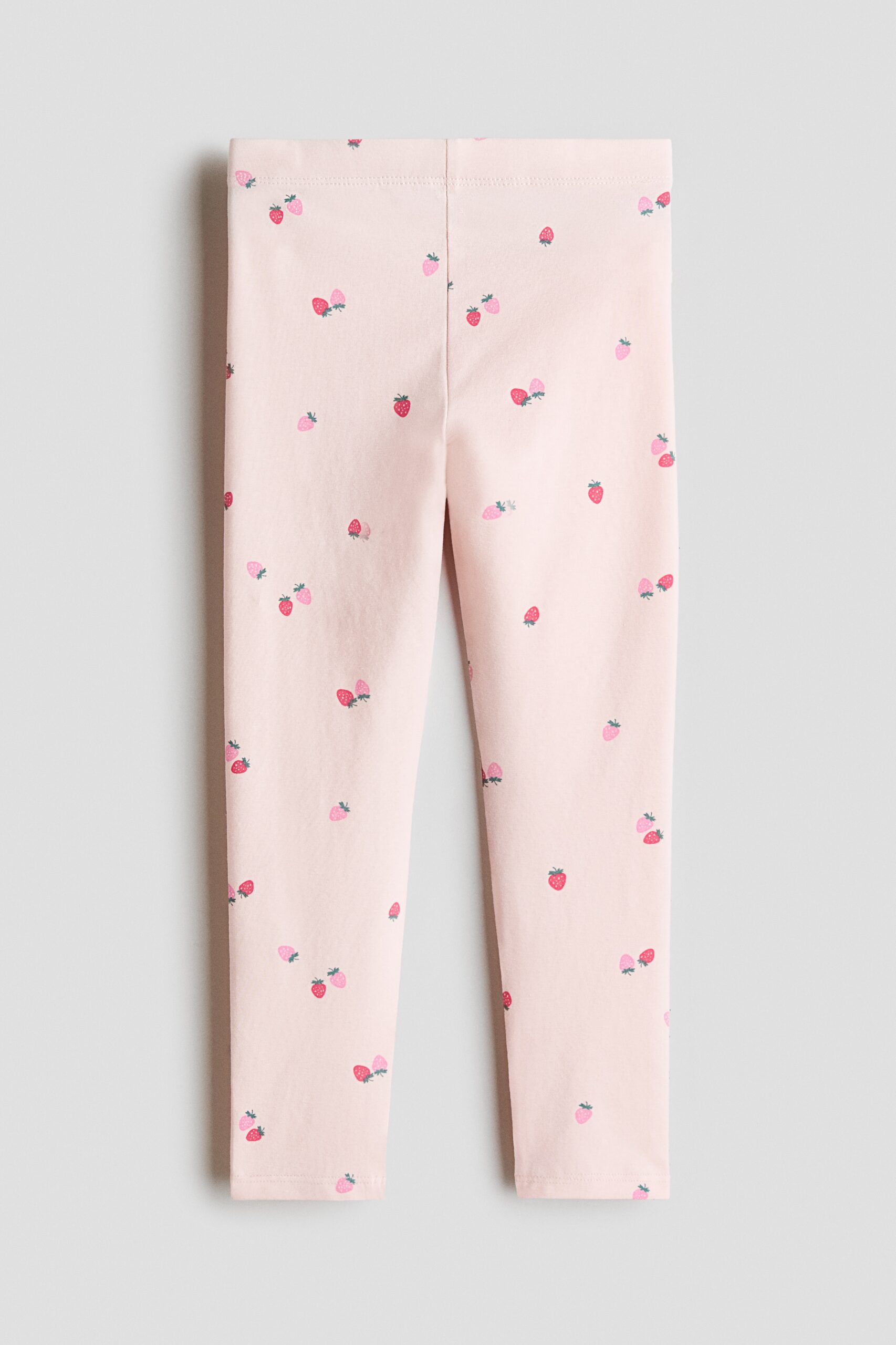 H & M - Tricot legging met print - Lichtroze/Aardbeien