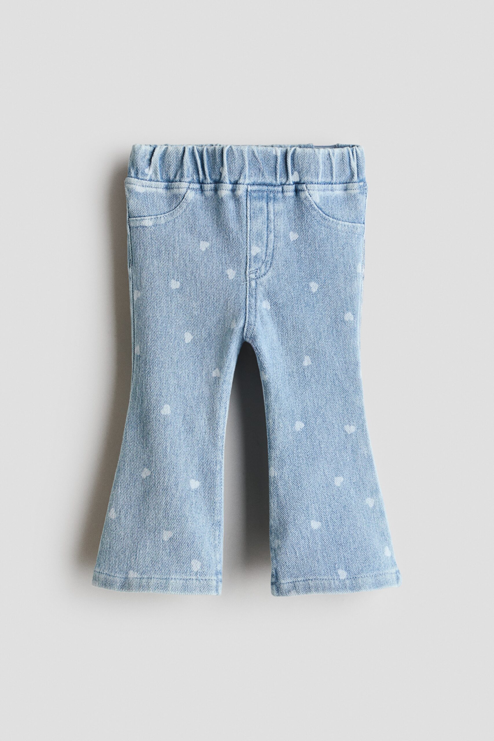 H & M - Flared tricot legging - Licht Denimblauw/Hartjes