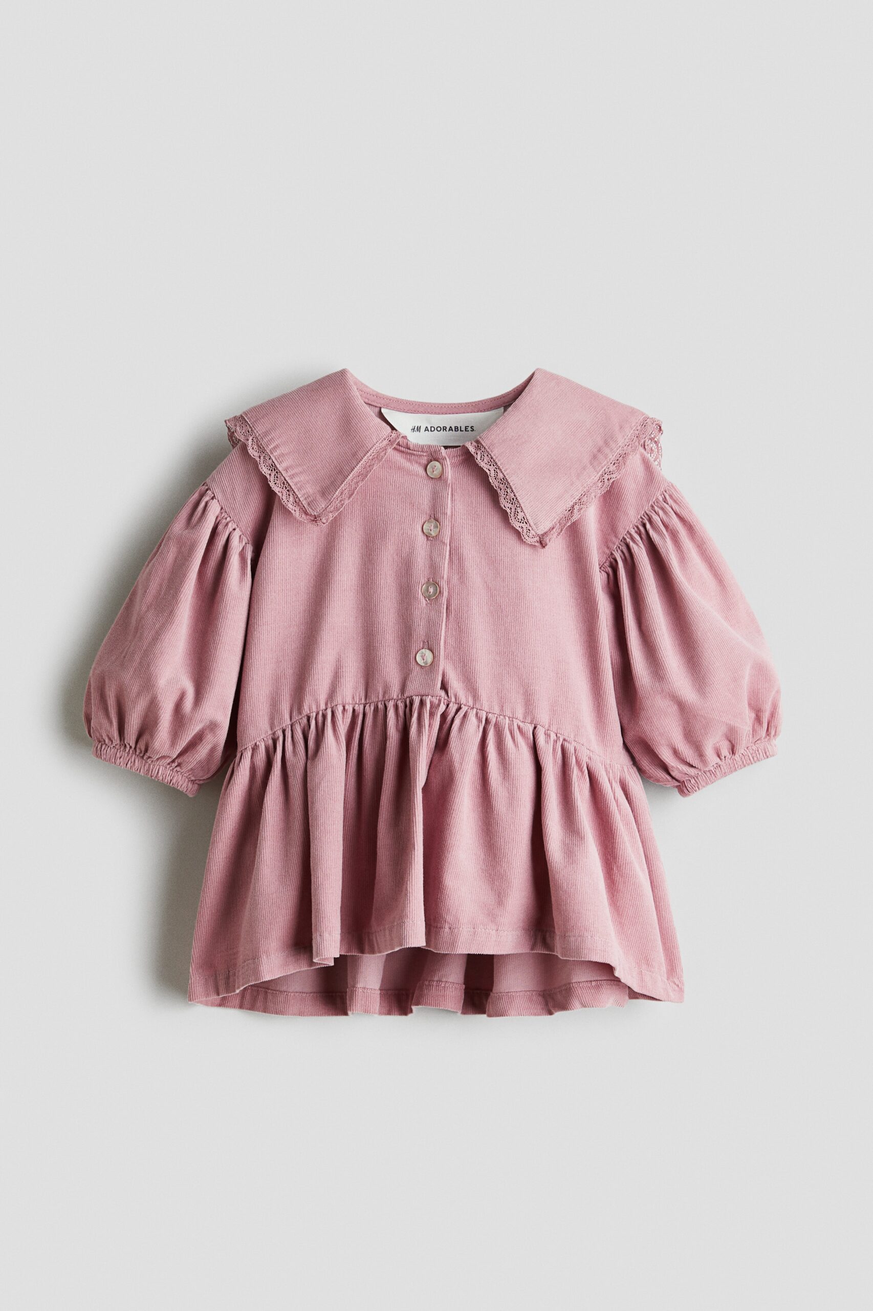 H & M - Jurk van katoenen corduroy - Dusty Roze