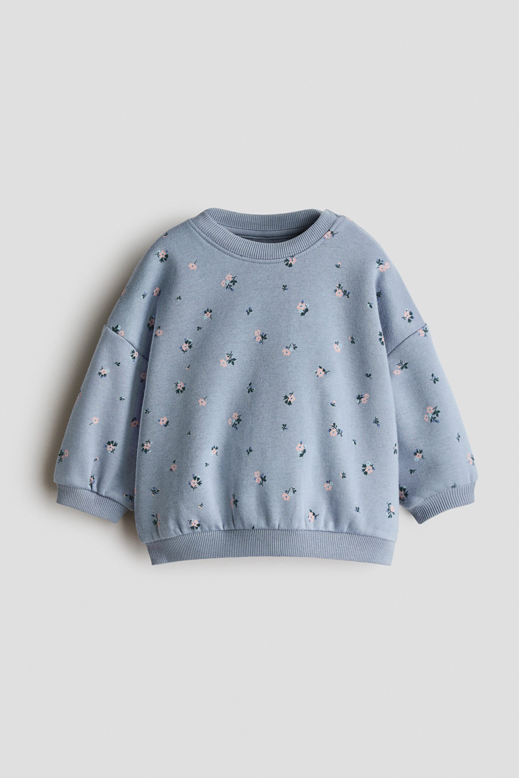 H & M - Sweater met print - Dusty Lichtblauw/Bloemen