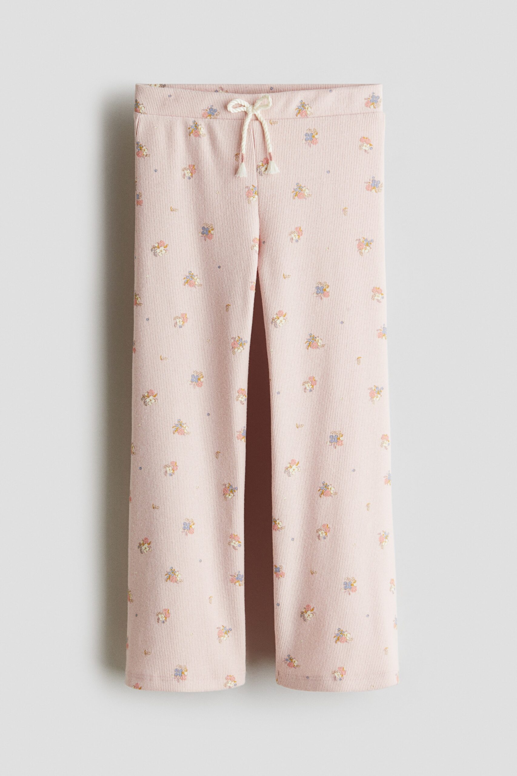 H & M - Legging van ribtricot - Lichtroze/Bloemen