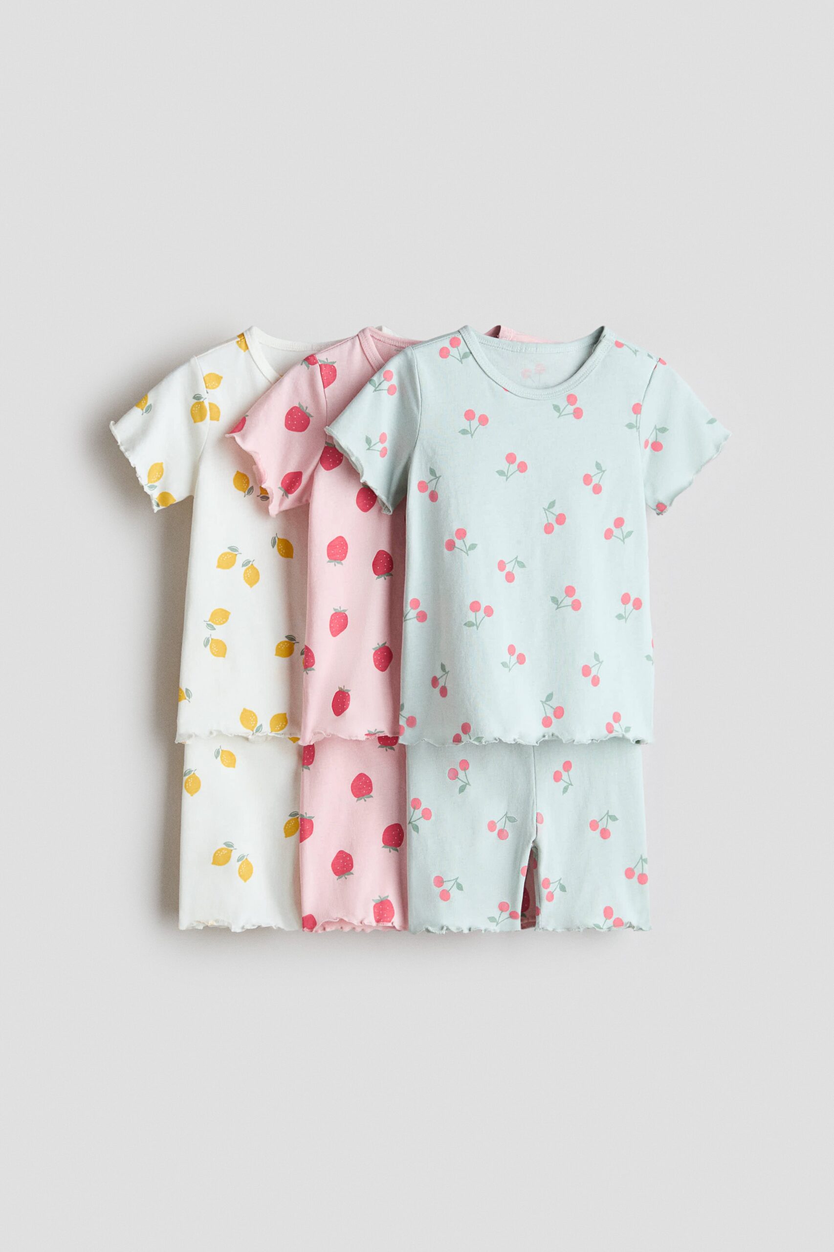 H & M - Set van 3 katoenen pyjama's - Lichtturkoois/Dessin