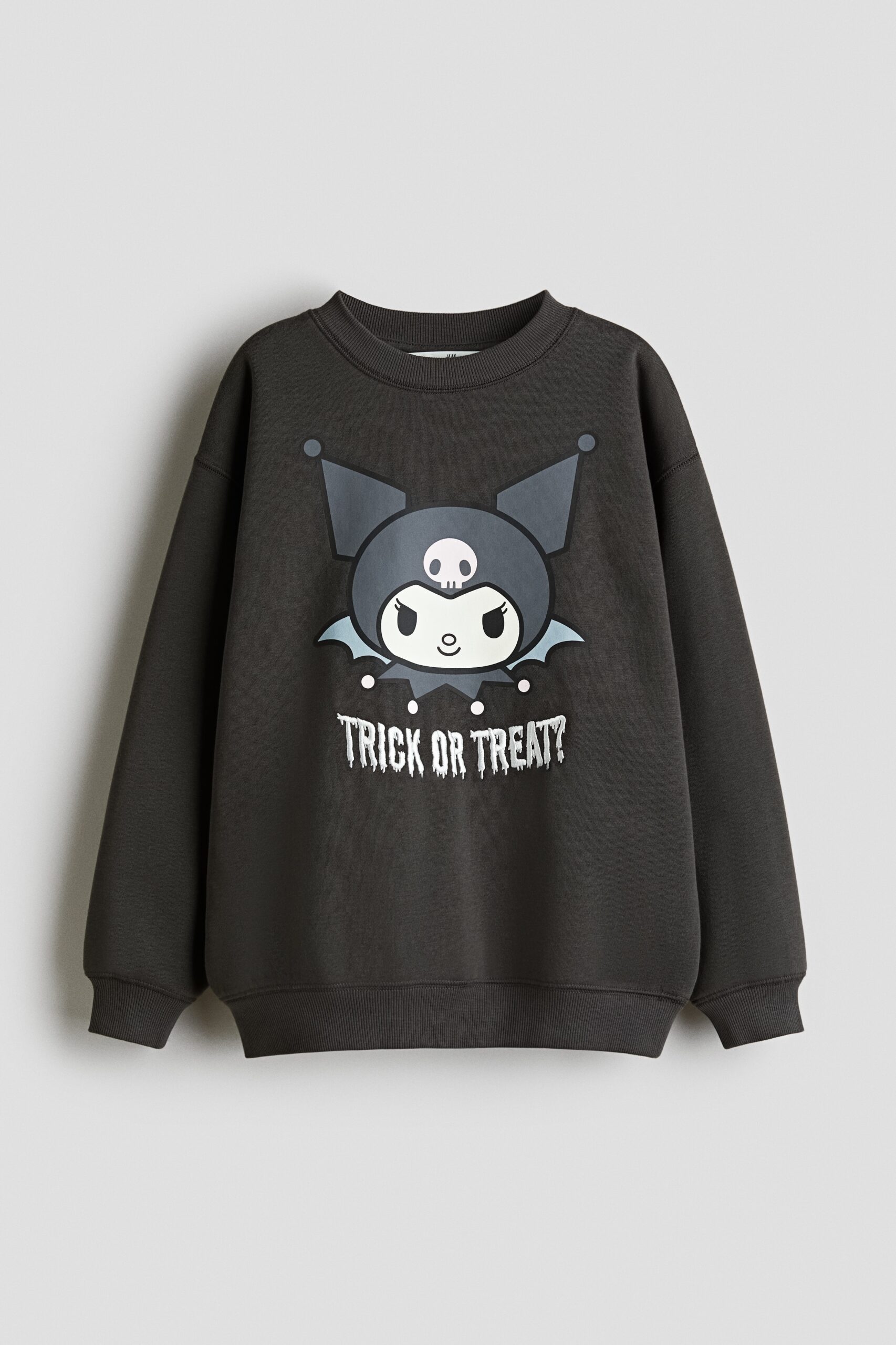H & M - Oversized sweater met print - Donkergrijs/Kuromi