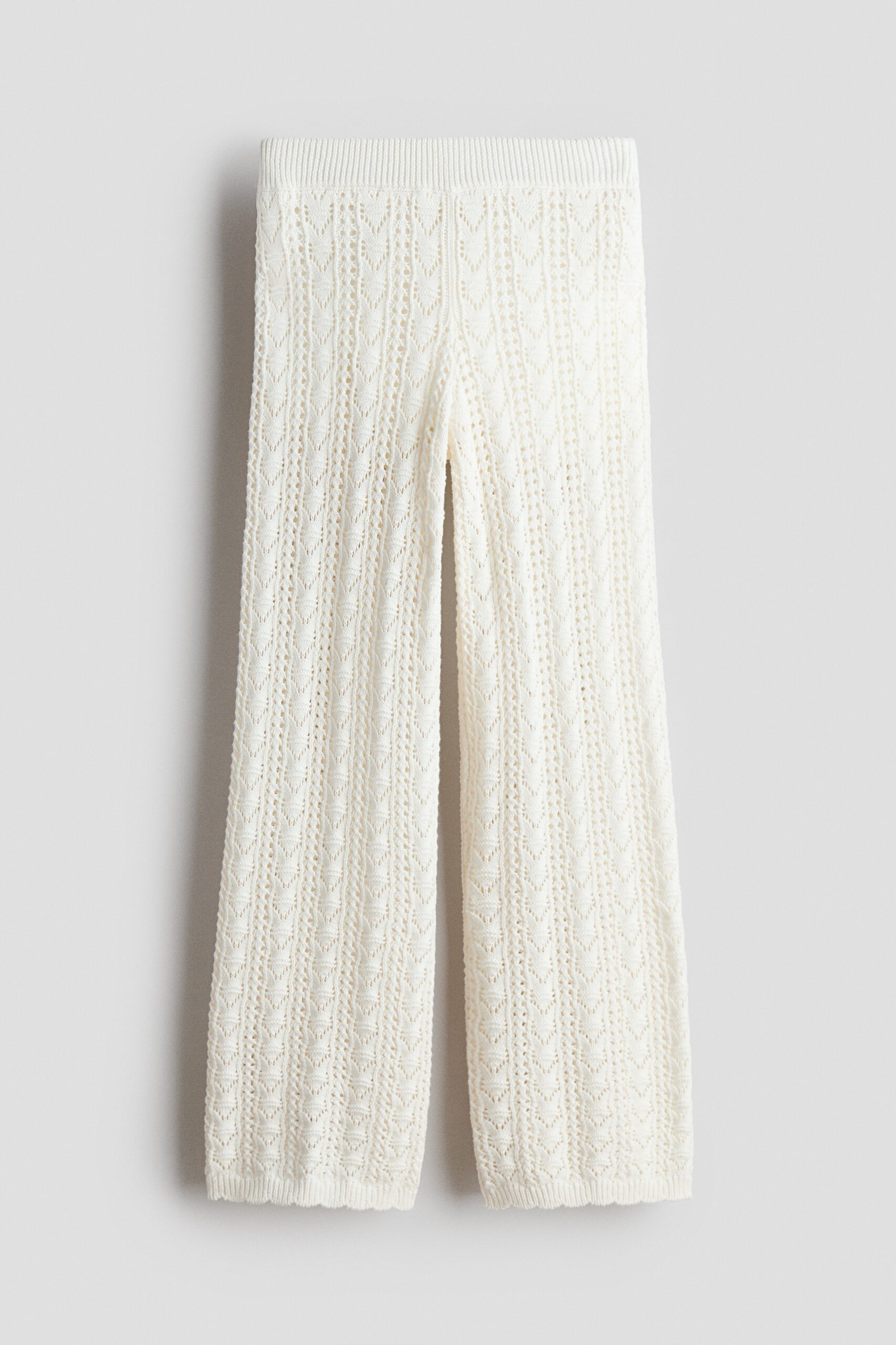 H & M - Katoenen broek met gehaakte look - Roomwit
