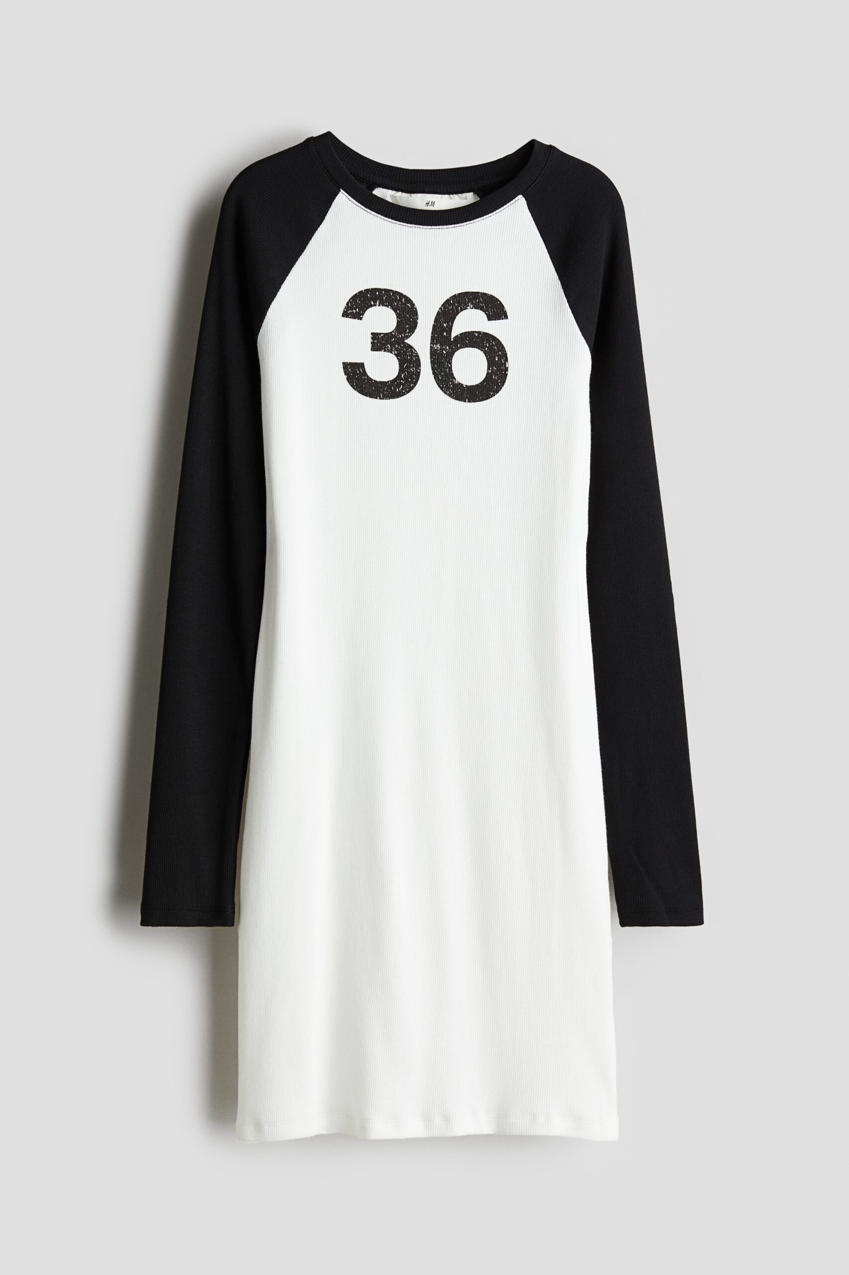 H & M - Jurk met raglanmouwen en print - Wit/36