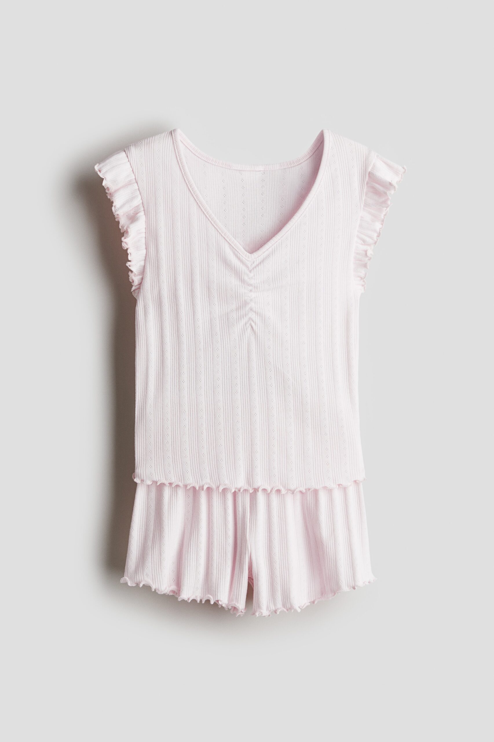 H & M - Katoenen pyjama van pointelledessin - Lichtroze