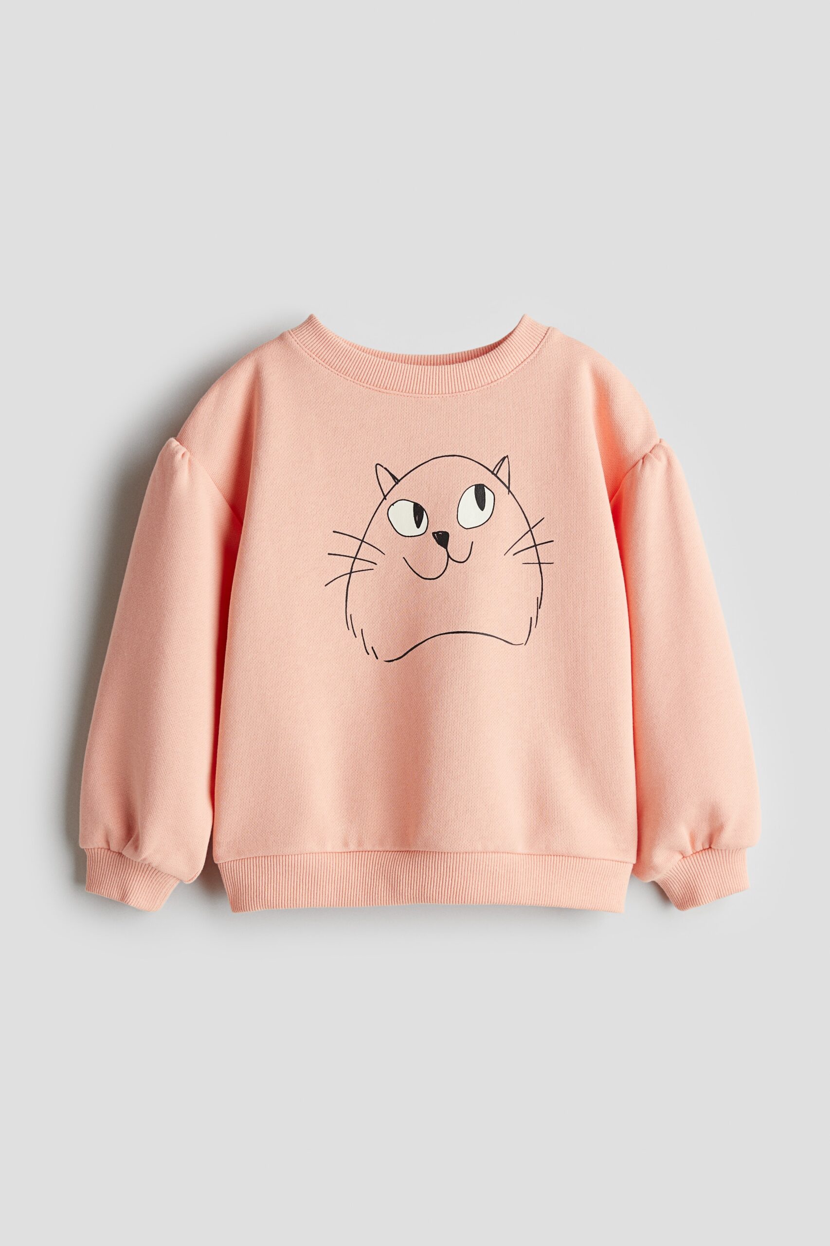 H & M - Katoenen sweater met print - Perzik/Kat