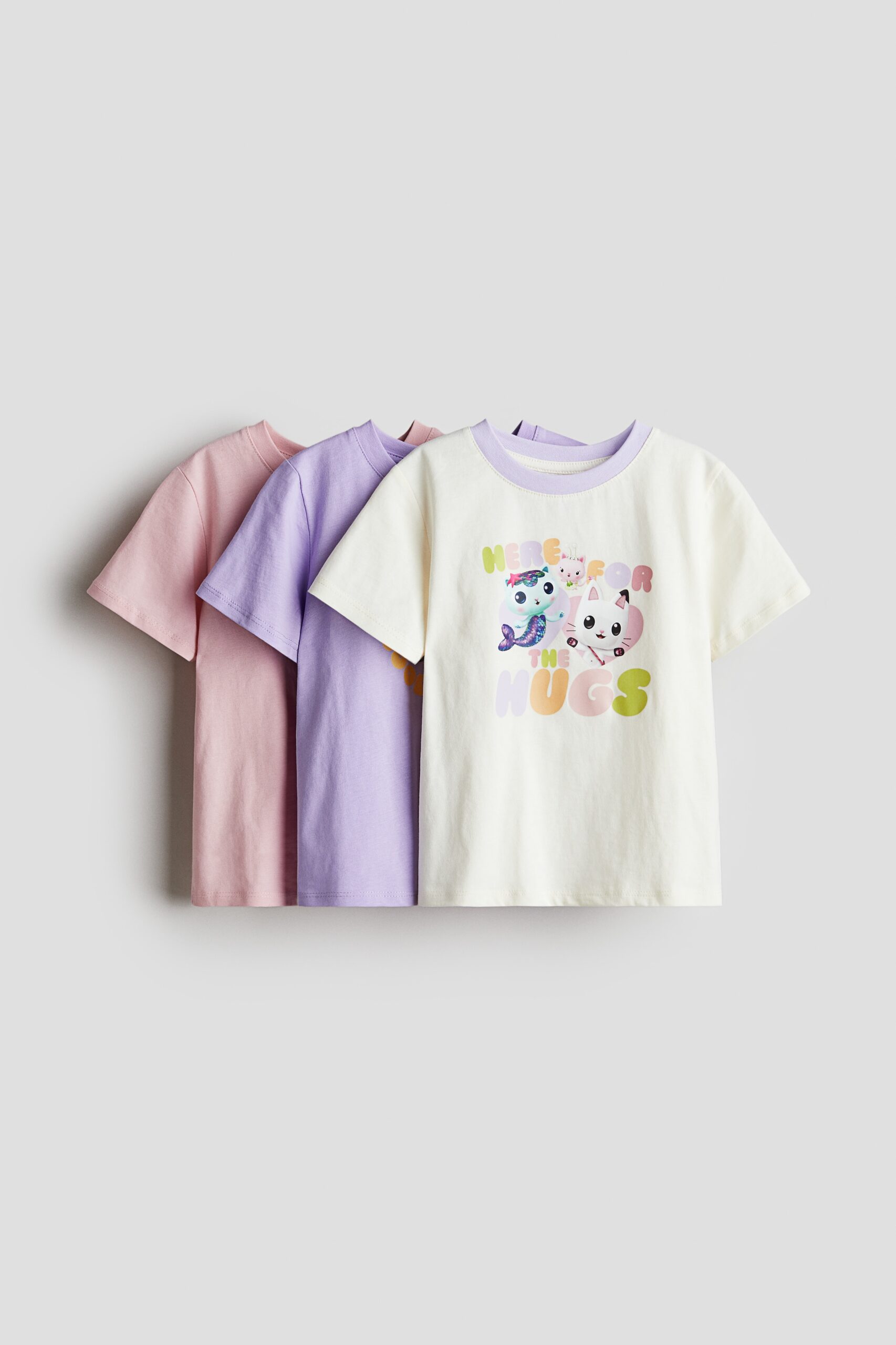 H & M - Set van 3 T-shirts met print - Lichtroze/Gabby's Poppenhuis