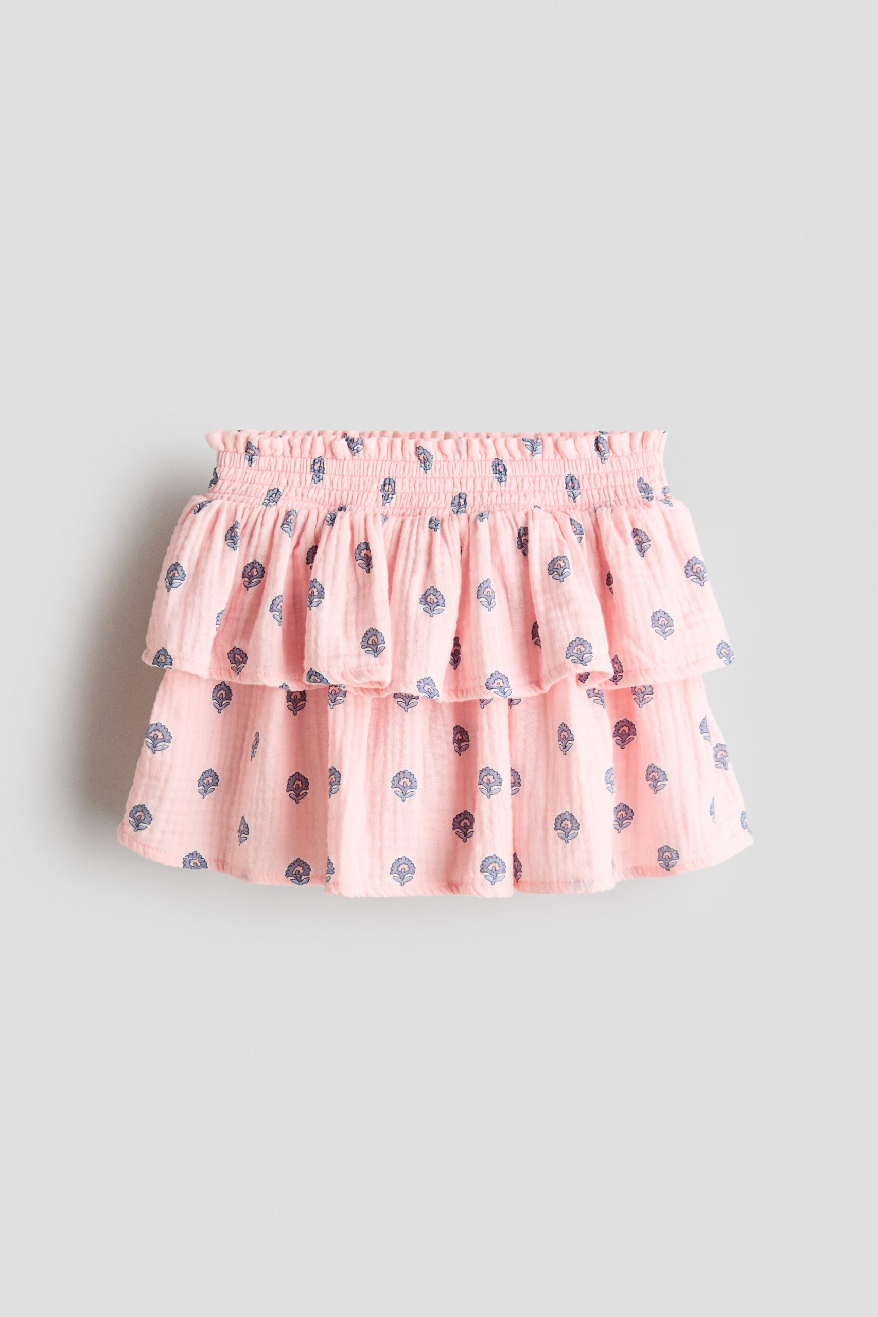 H & M - Volantrok van mousseline - Lichtroze/Bloemen