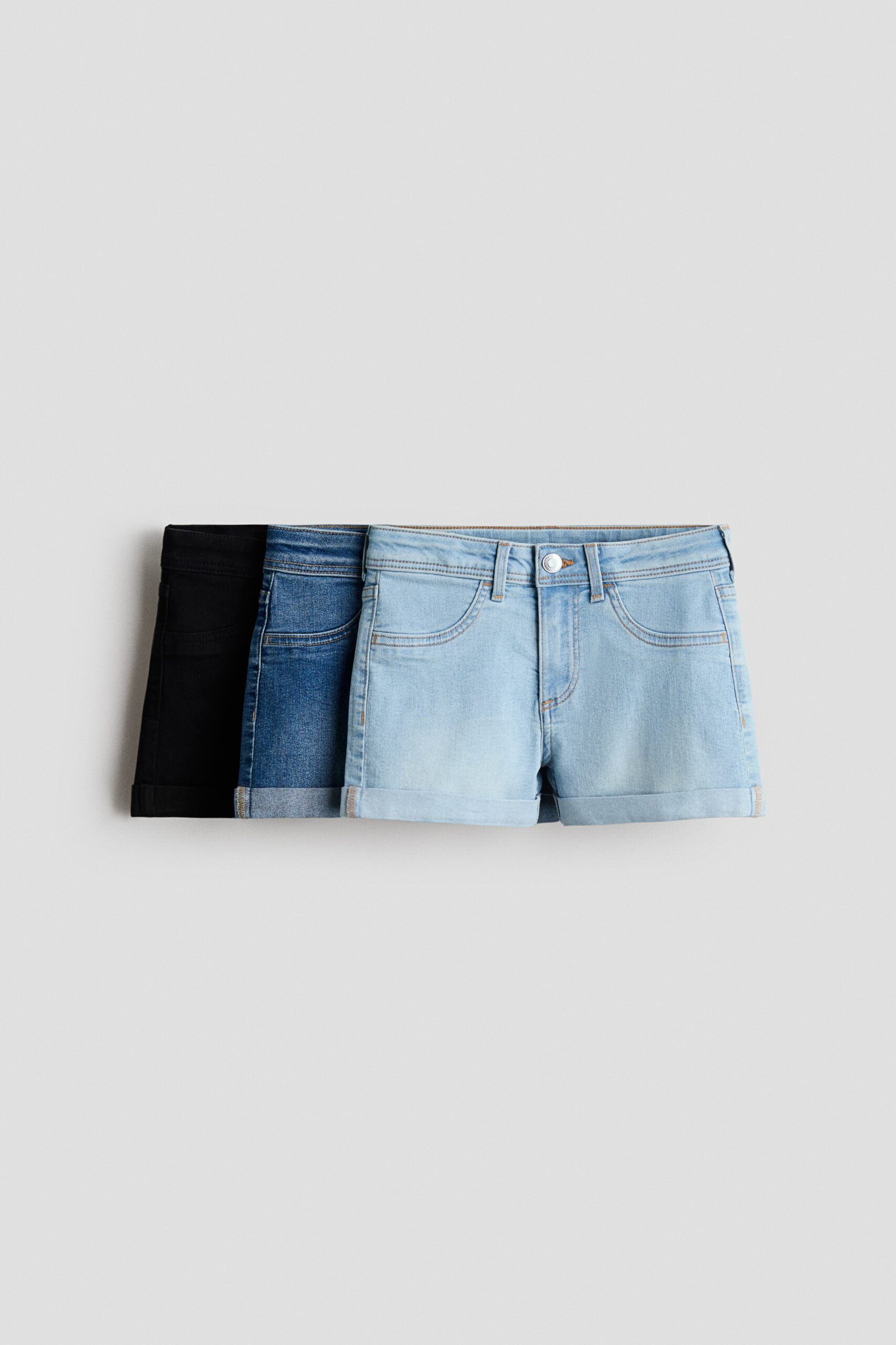 H & M - Set van 3 denim shorts - Denimblauw/Zwart