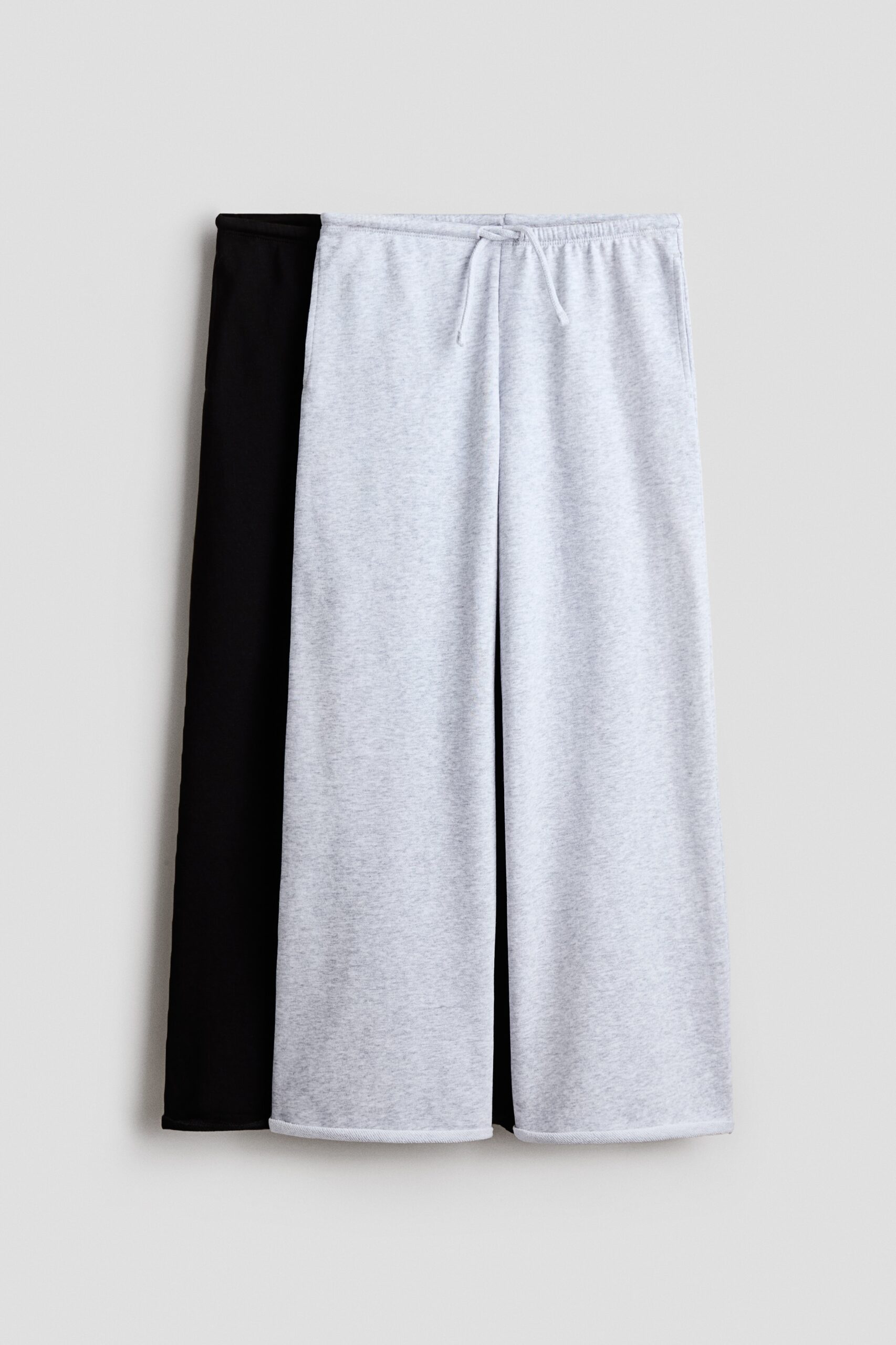 H & M - Set van 2 wijde joggers - Zwart/Lichtgrijs Gemêleerd