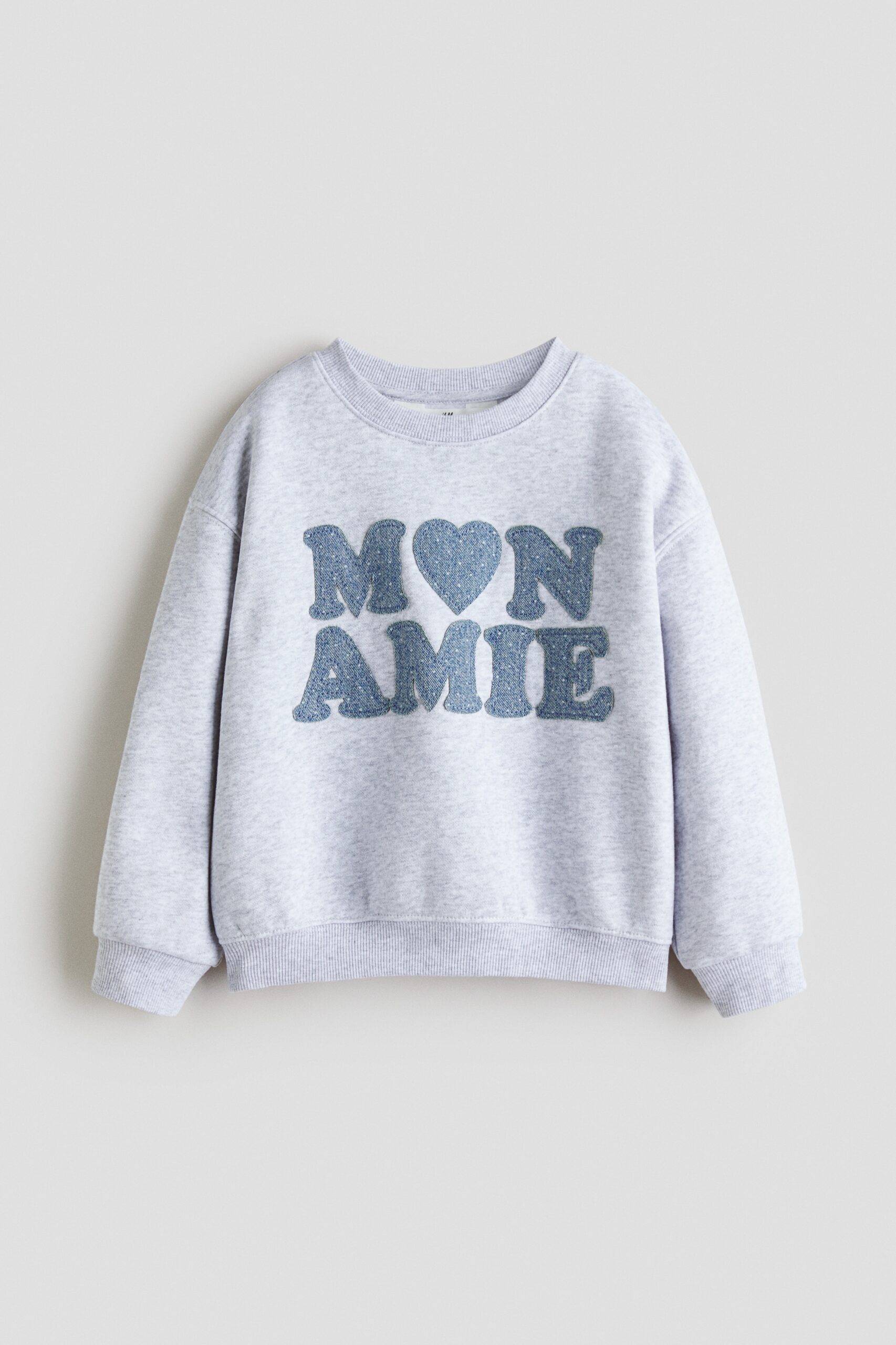 H & M - Sweater met motief en geruwde binnenkant - Lichtgrijs Gemêleerd/Mon Amie