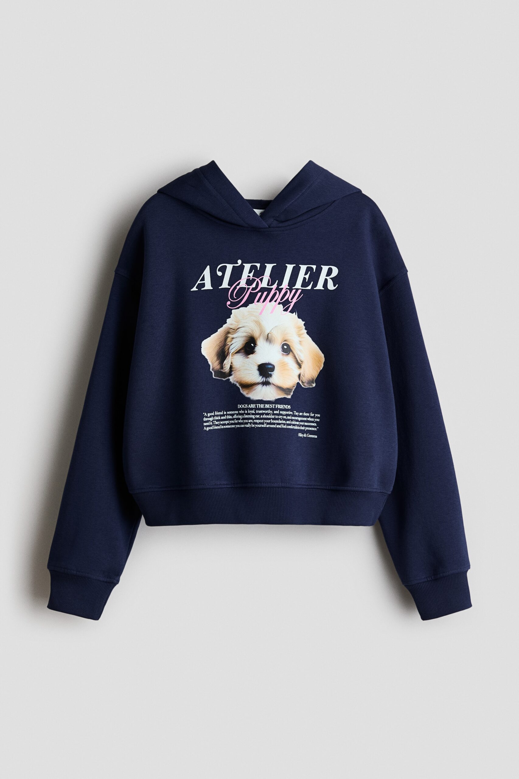 H & M - Capuchonsweater met motief - Marineblauw/Puppy