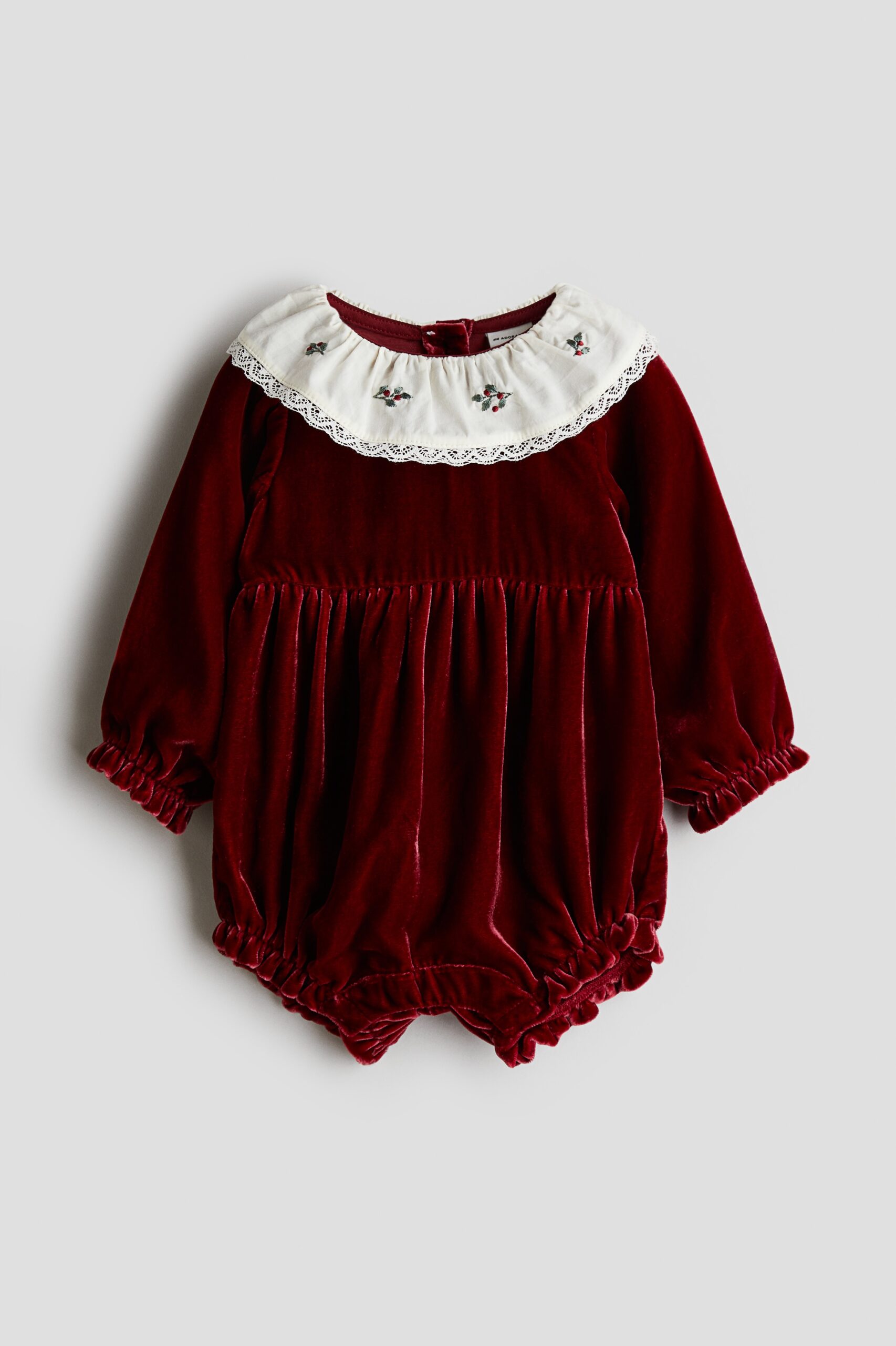 H & M - Velours boxpakje van zijdemix - Donkerrood