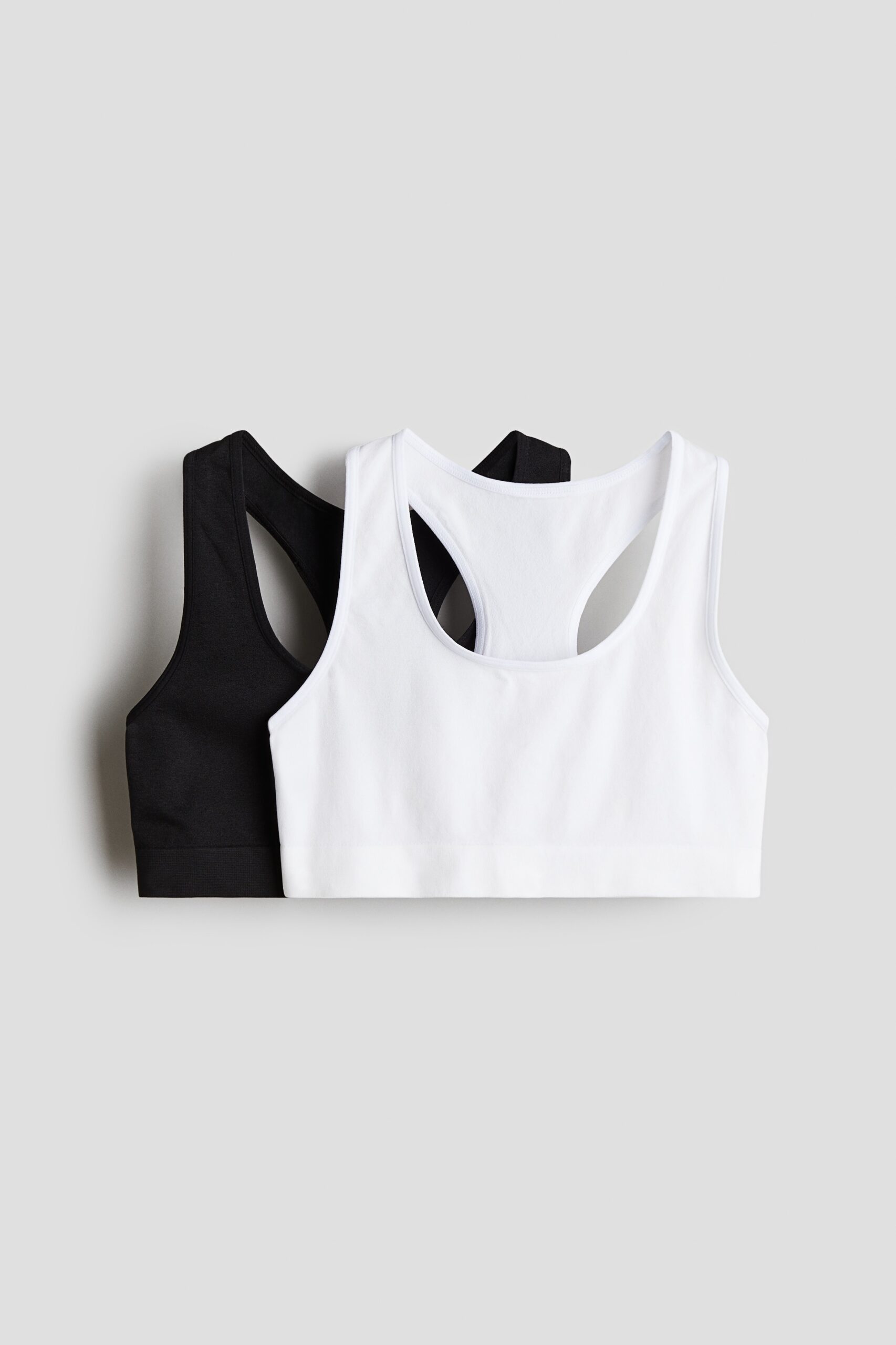 H & M - Set van 2 seamless tops - Zwart/Wit