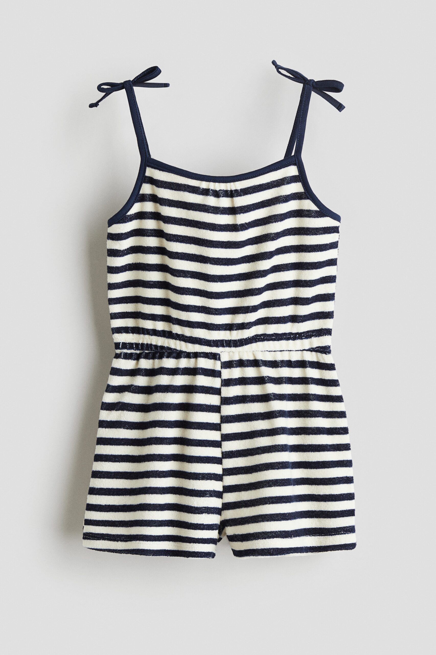 H & M - Badstof jumpsuit met dessin - Marineblauw/Gestreept