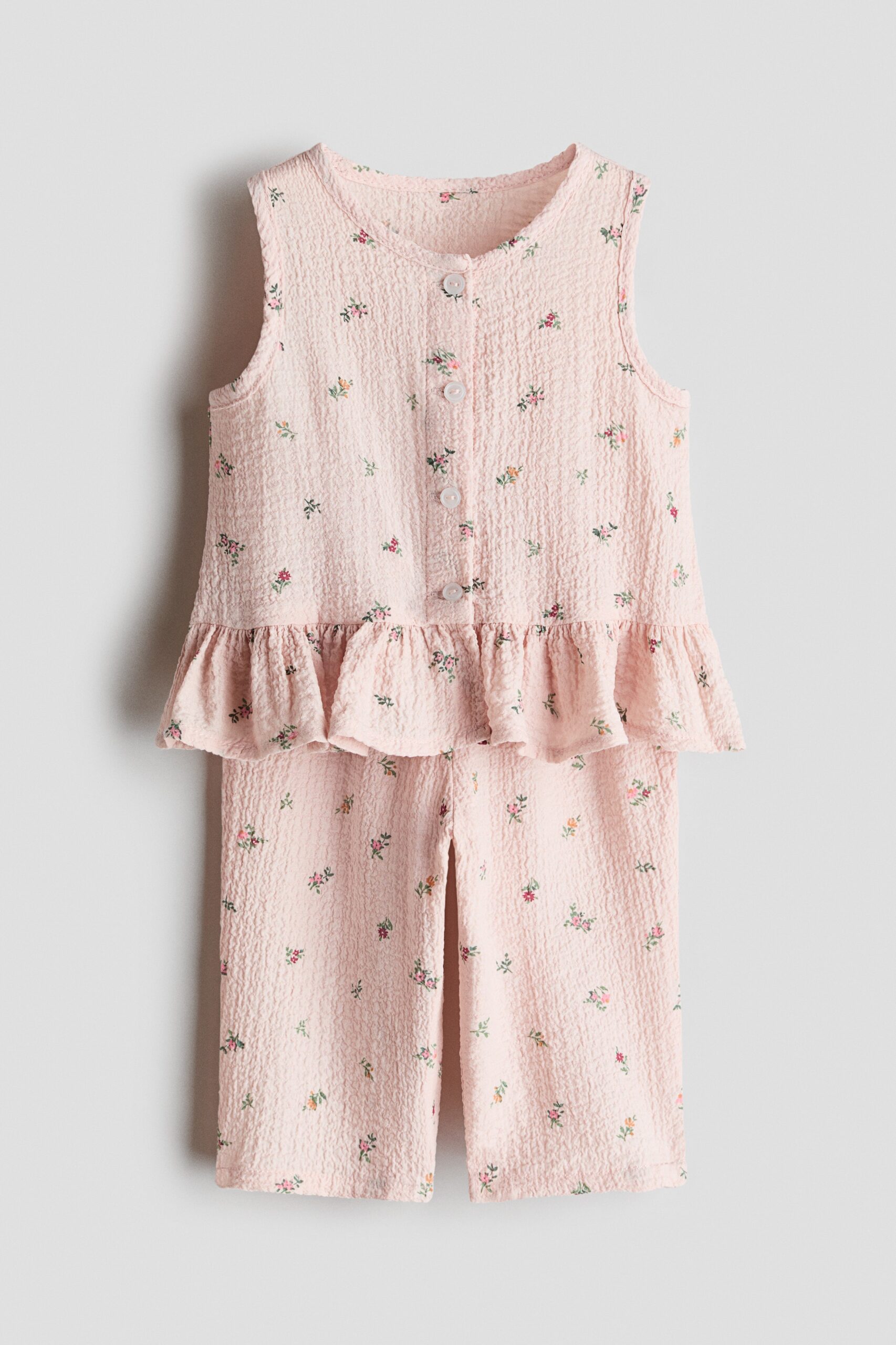 H & M - Tweedelige set van seersucker - Lichtroze/Bloemen