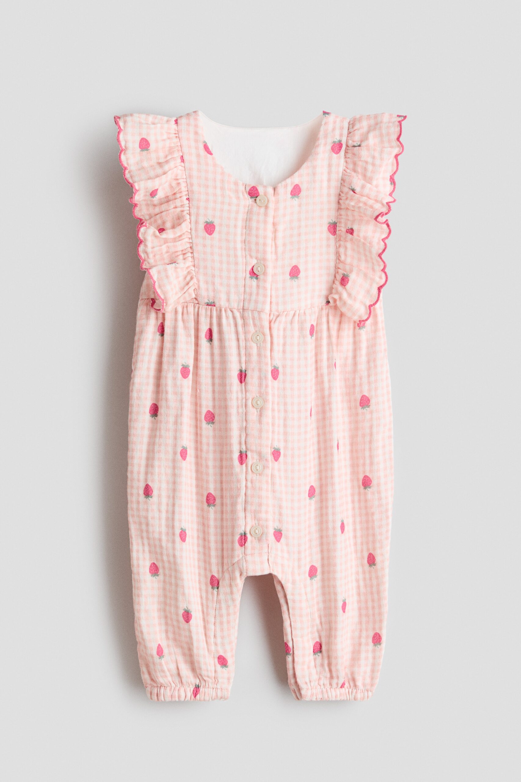 H & M - Boxpakje van mousseline met volants - Lichtroze/Aardbeien