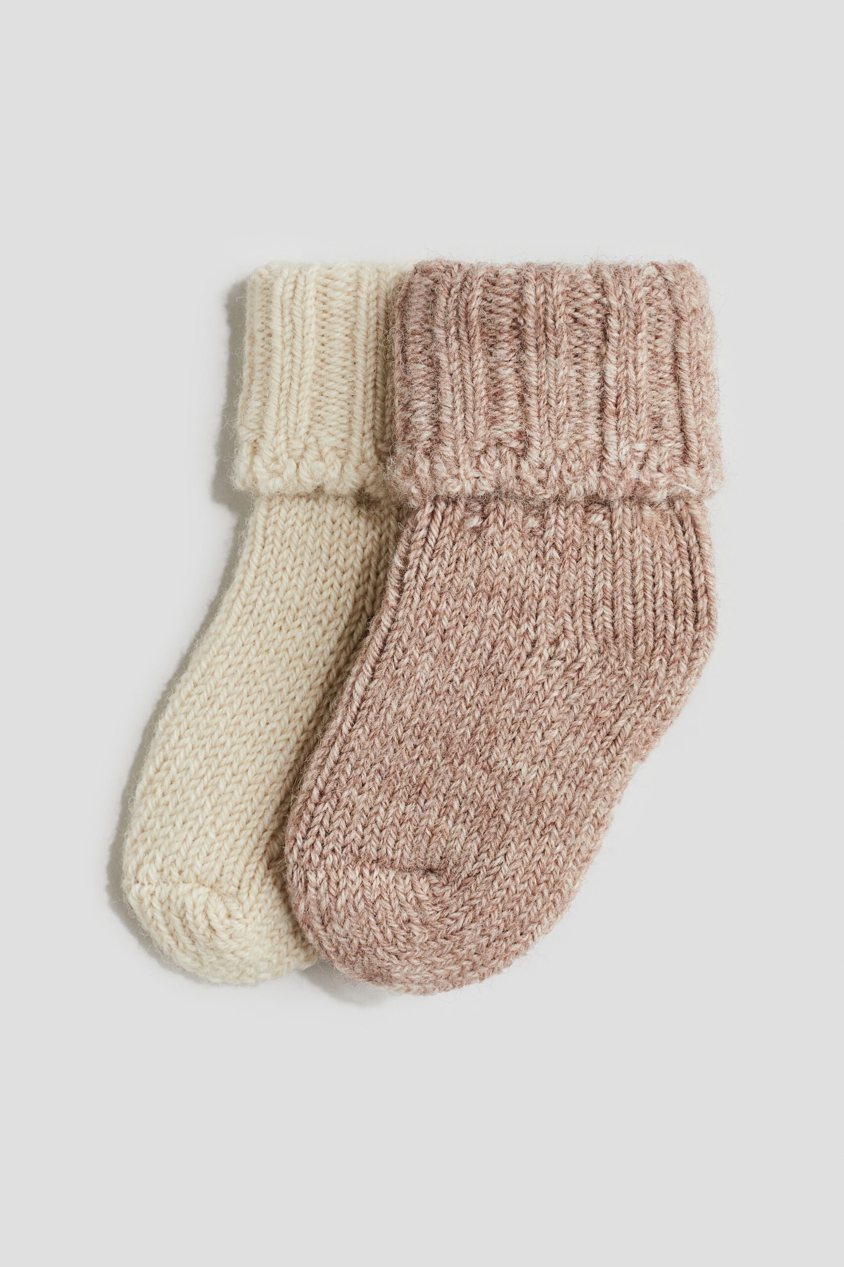 H & M - 2 paar sokken van wolmix - Beige/Lichtbeige