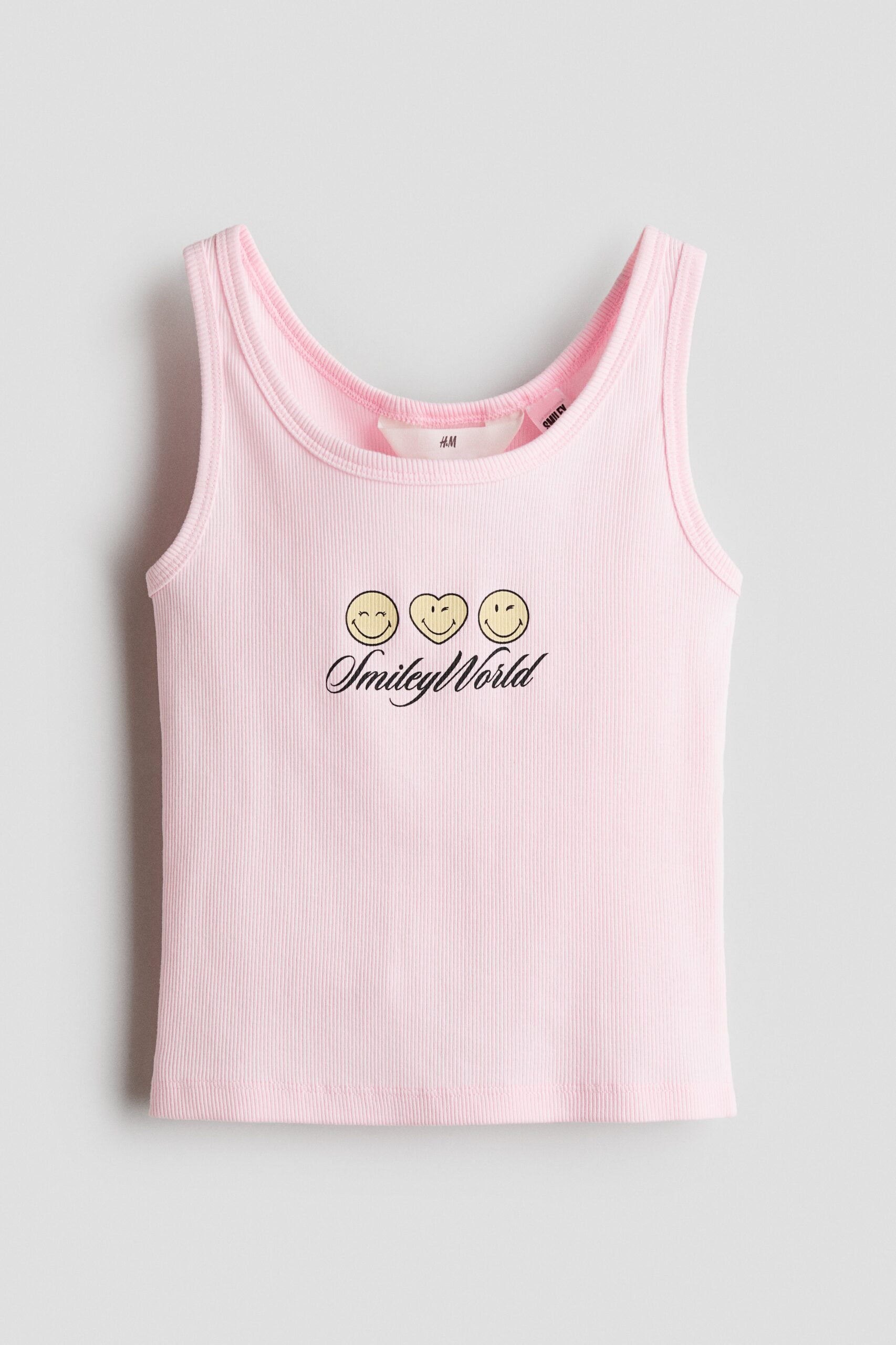 H & M - Tanktop met geprint motief - Lichtroze/Smileyworld