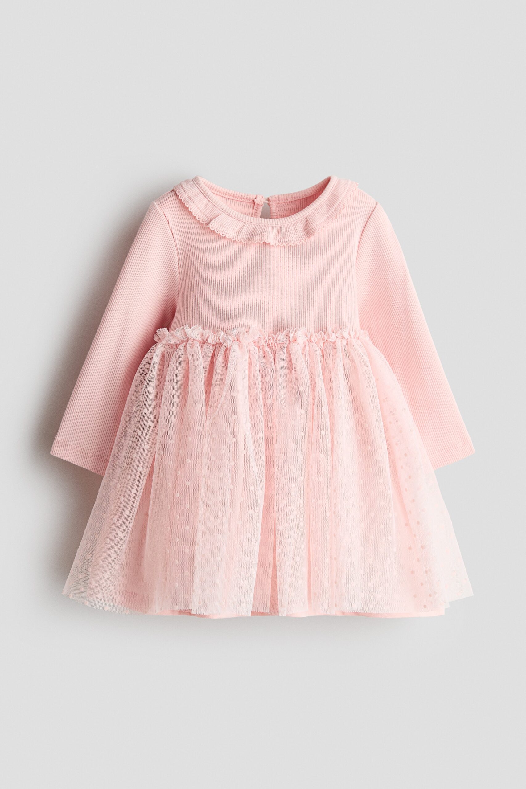 H & M - Katoenen jurk met tulen rok - Lichtroze